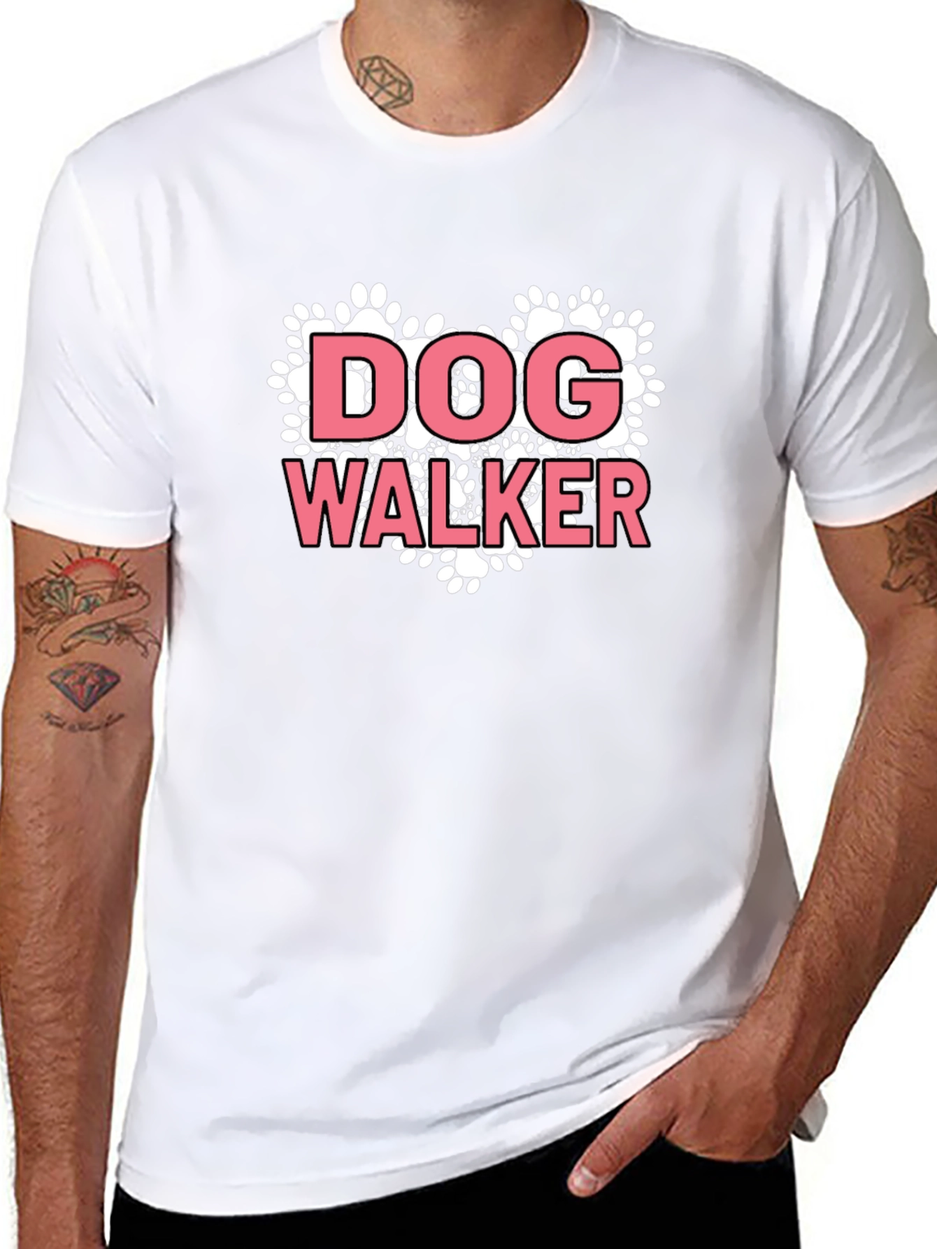 Dog Walker Paw Print Heart Graphic Tee