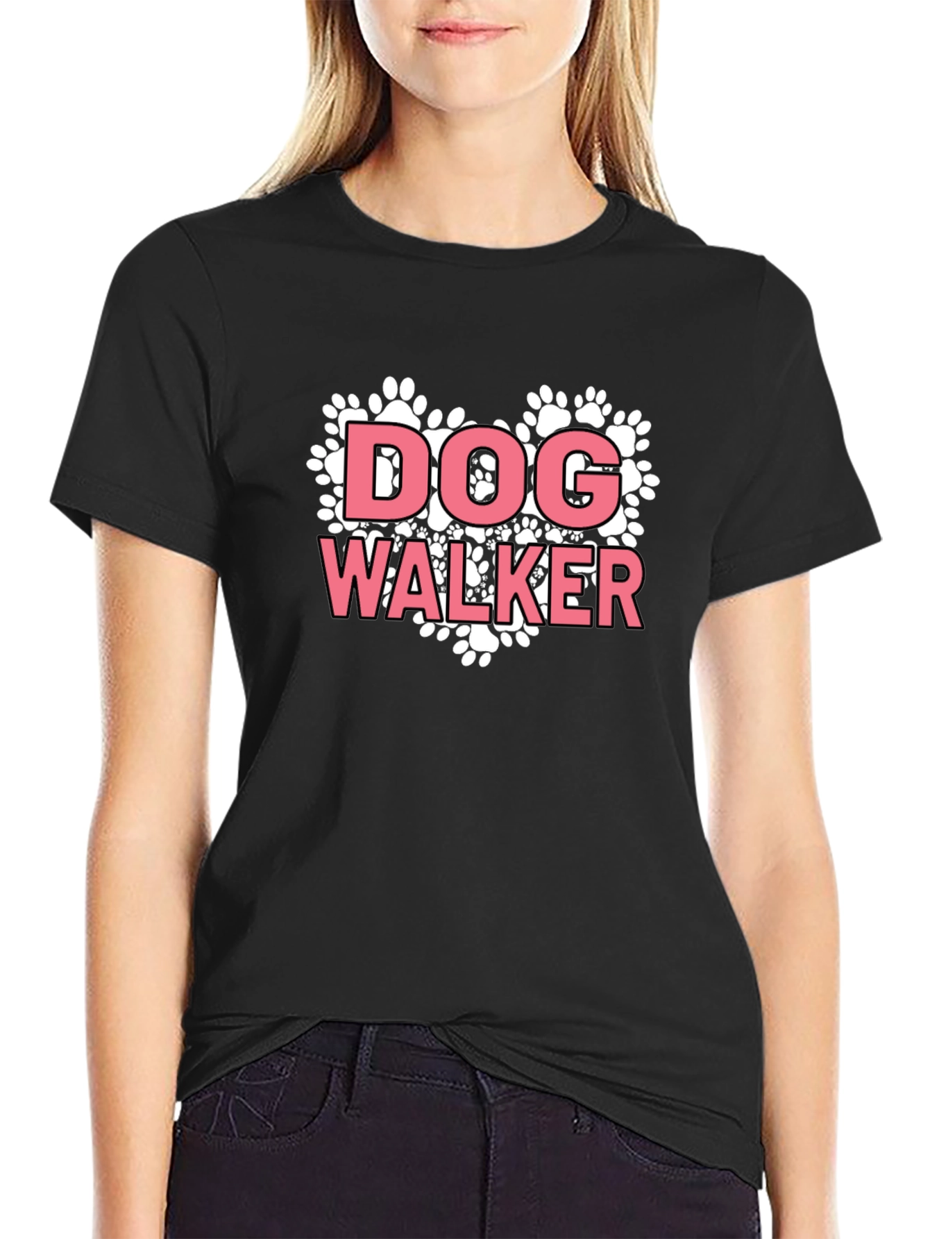 Dog Walker Paw Print Heart Graphic Tee