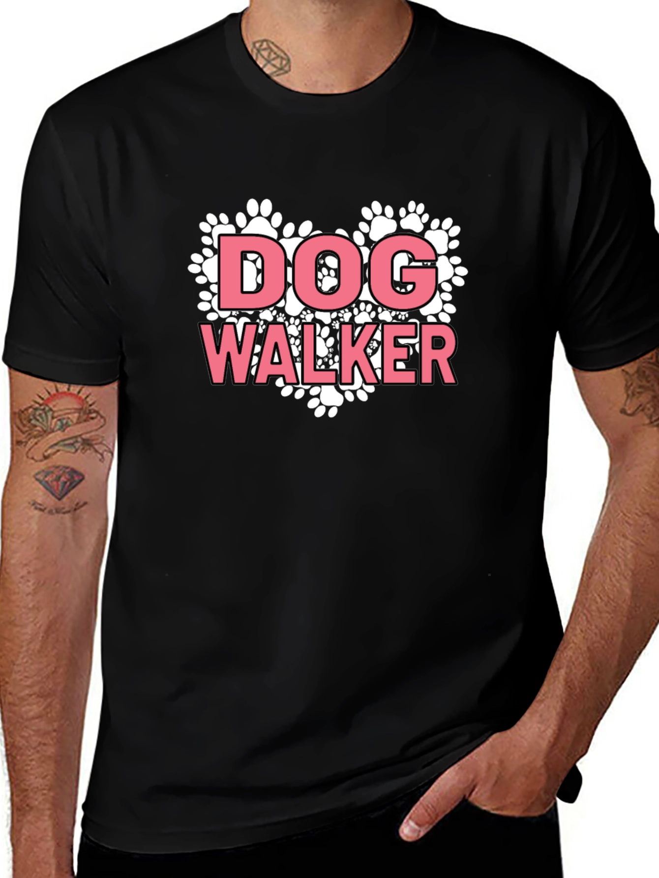 Dog Walker Paw Print Heart Graphic Tee