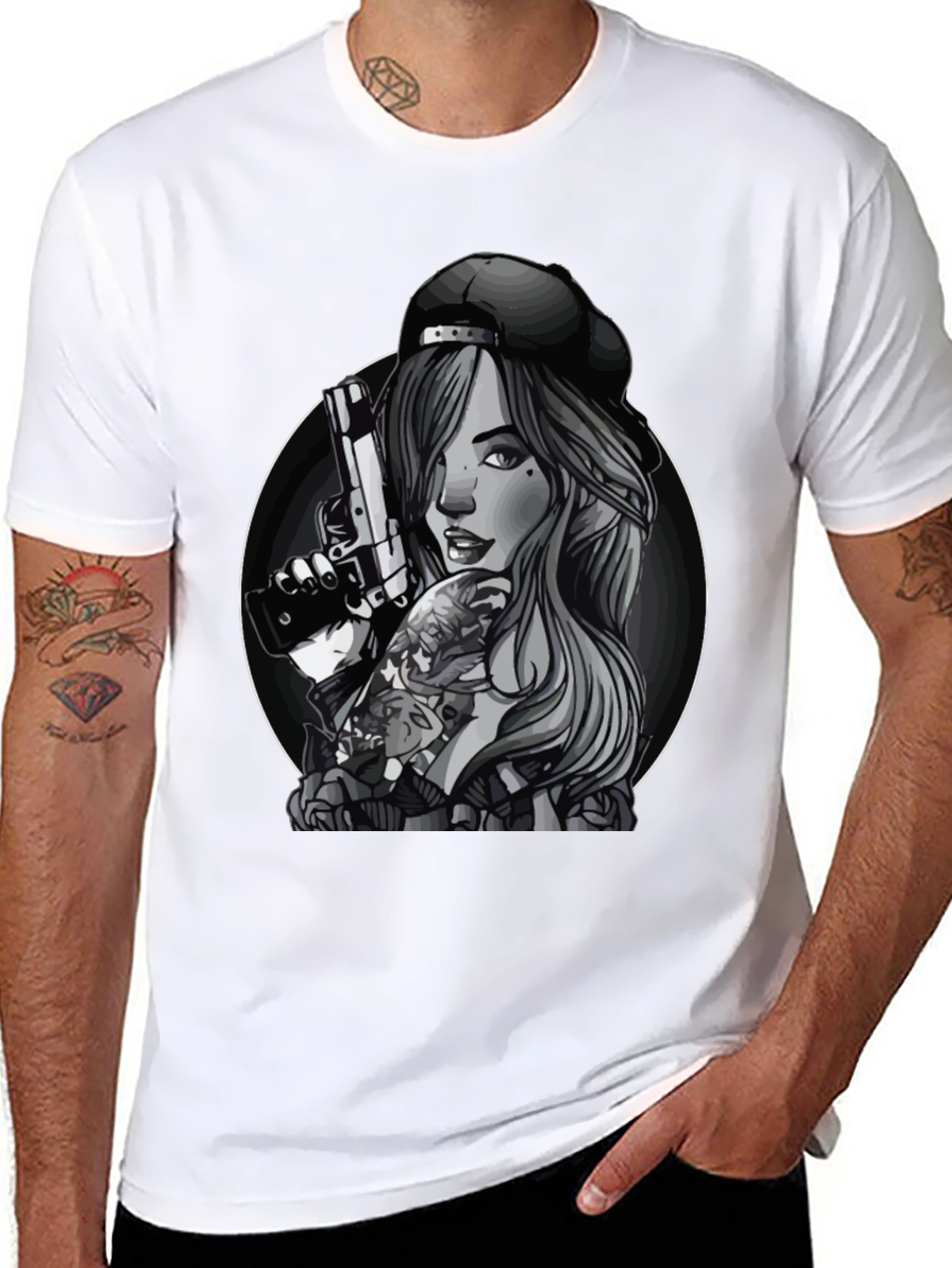 Gun Girl Graphic T-Shirt - Unisex Black Tee