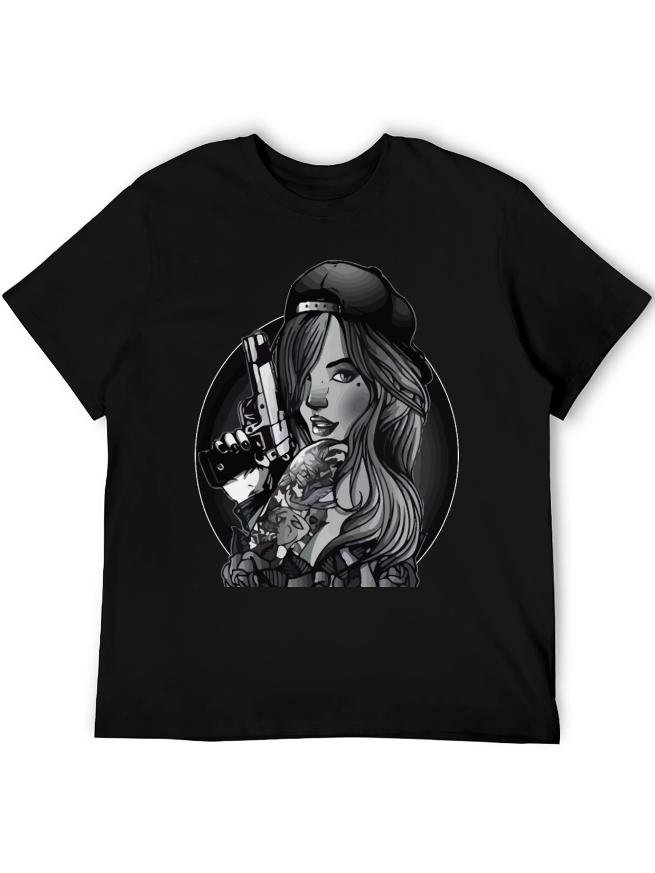 Gun Girl Graphic T-Shirt - Unisex Black Tee