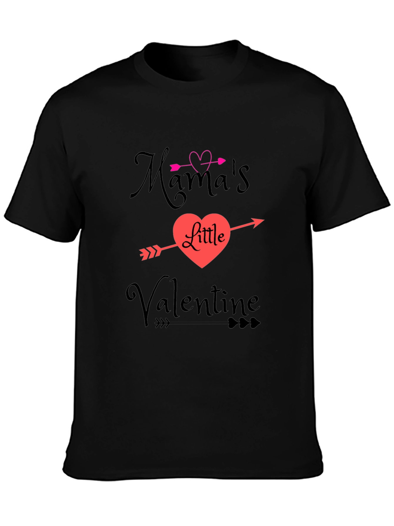 Mamas Little Valentine Arrow Heart Black T-Shirt