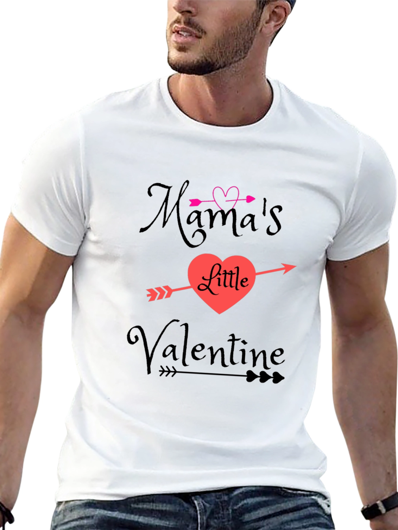 Mamas Little Valentine Arrow Heart Black T-Shirt