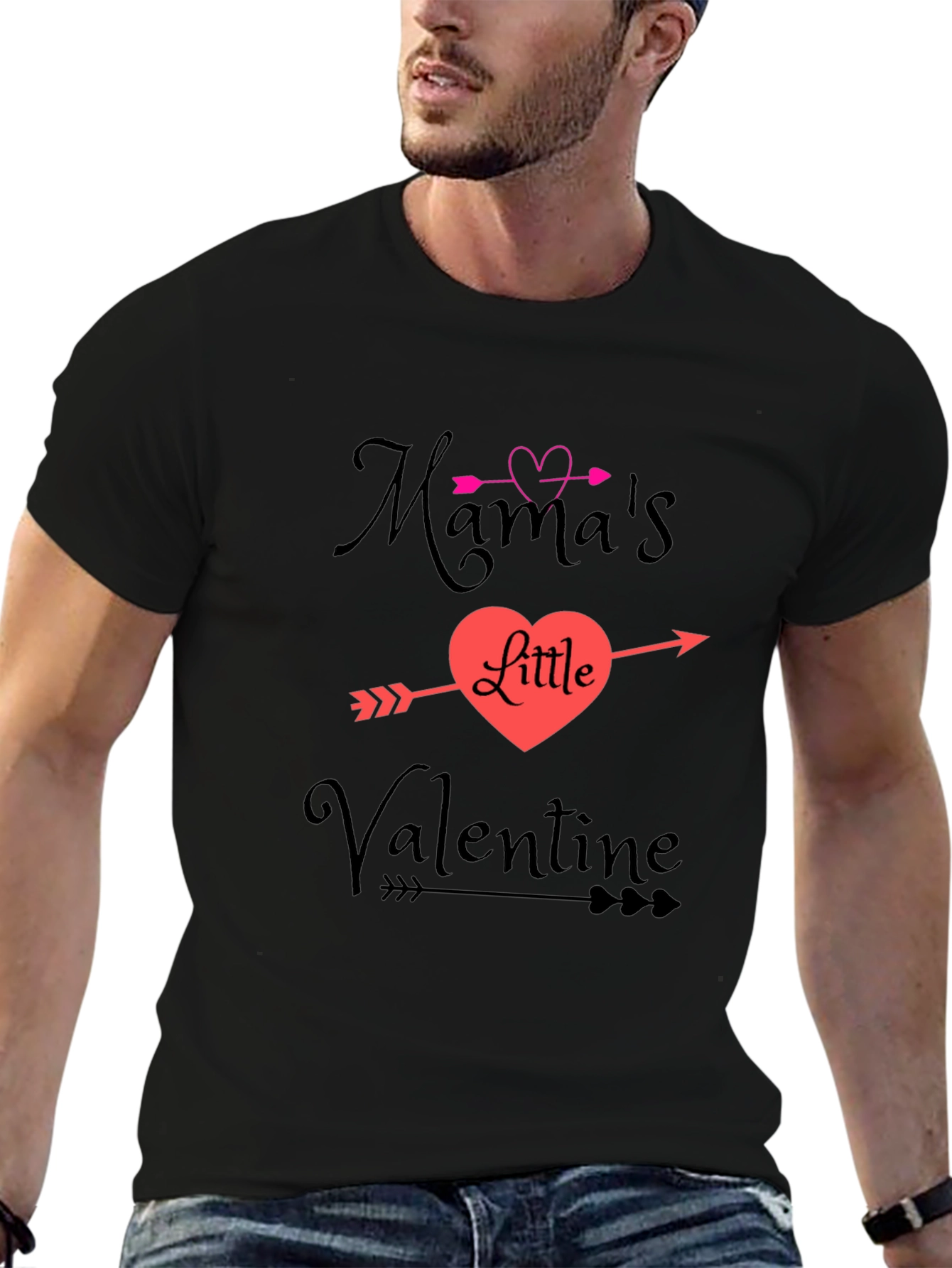Mamas Little Valentine Arrow Heart Black T-Shirt