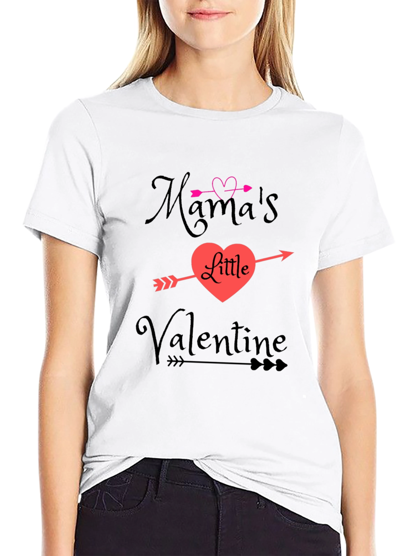 Mamas Little Valentine Arrow Heart Black T-Shirt