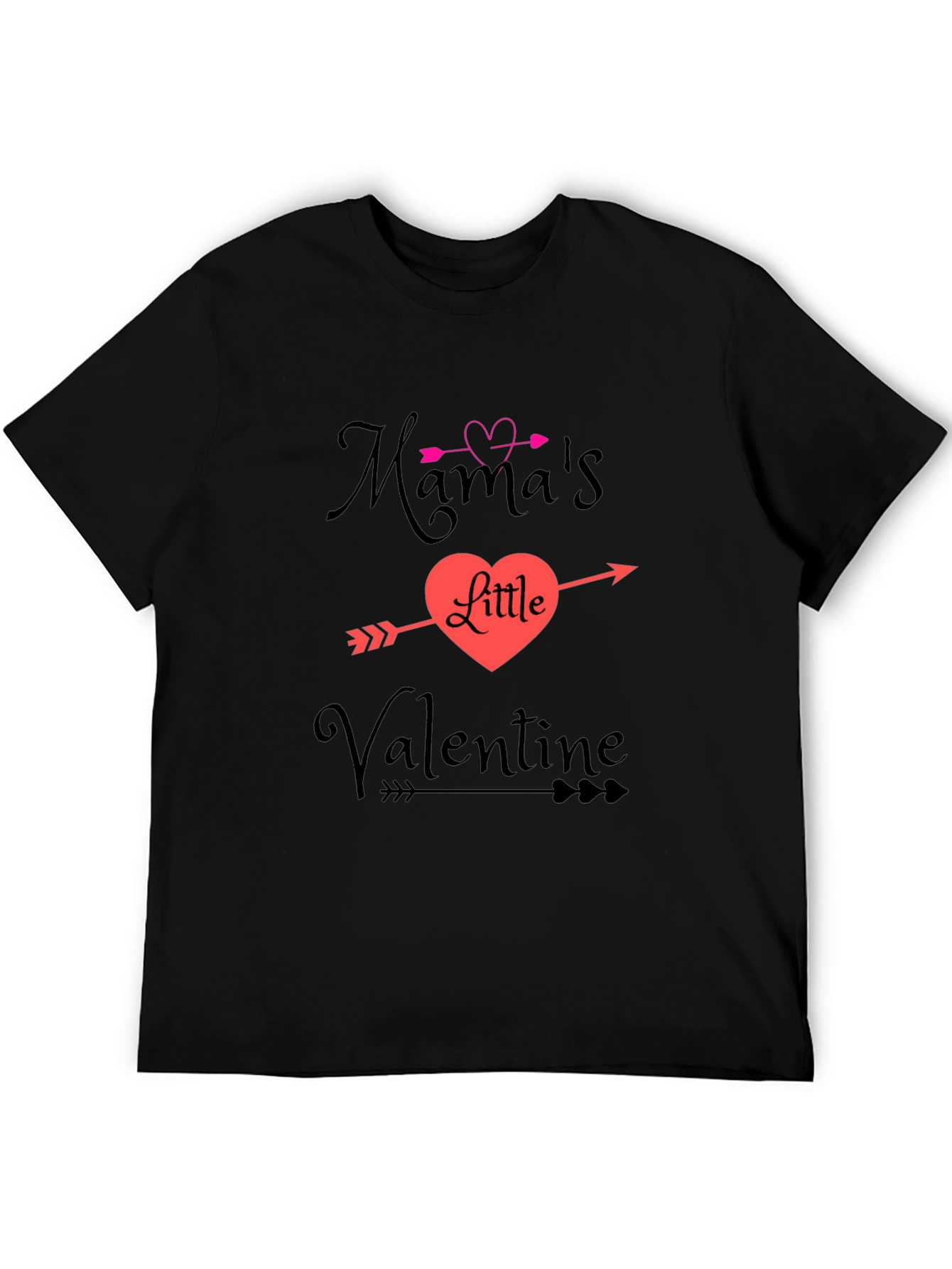 Mamas Little Valentine Arrow Heart Black T-Shirt