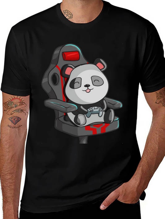 Gaming Panda T-Shirt - Cute Cartoon Design