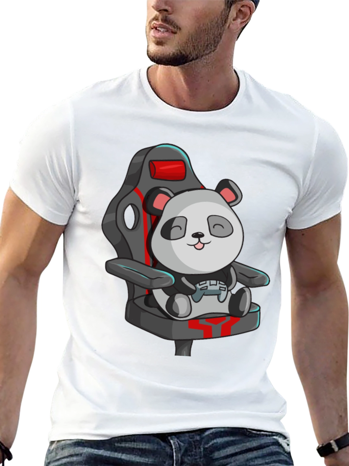Gaming Panda T-Shirt - Cute Cartoon Design