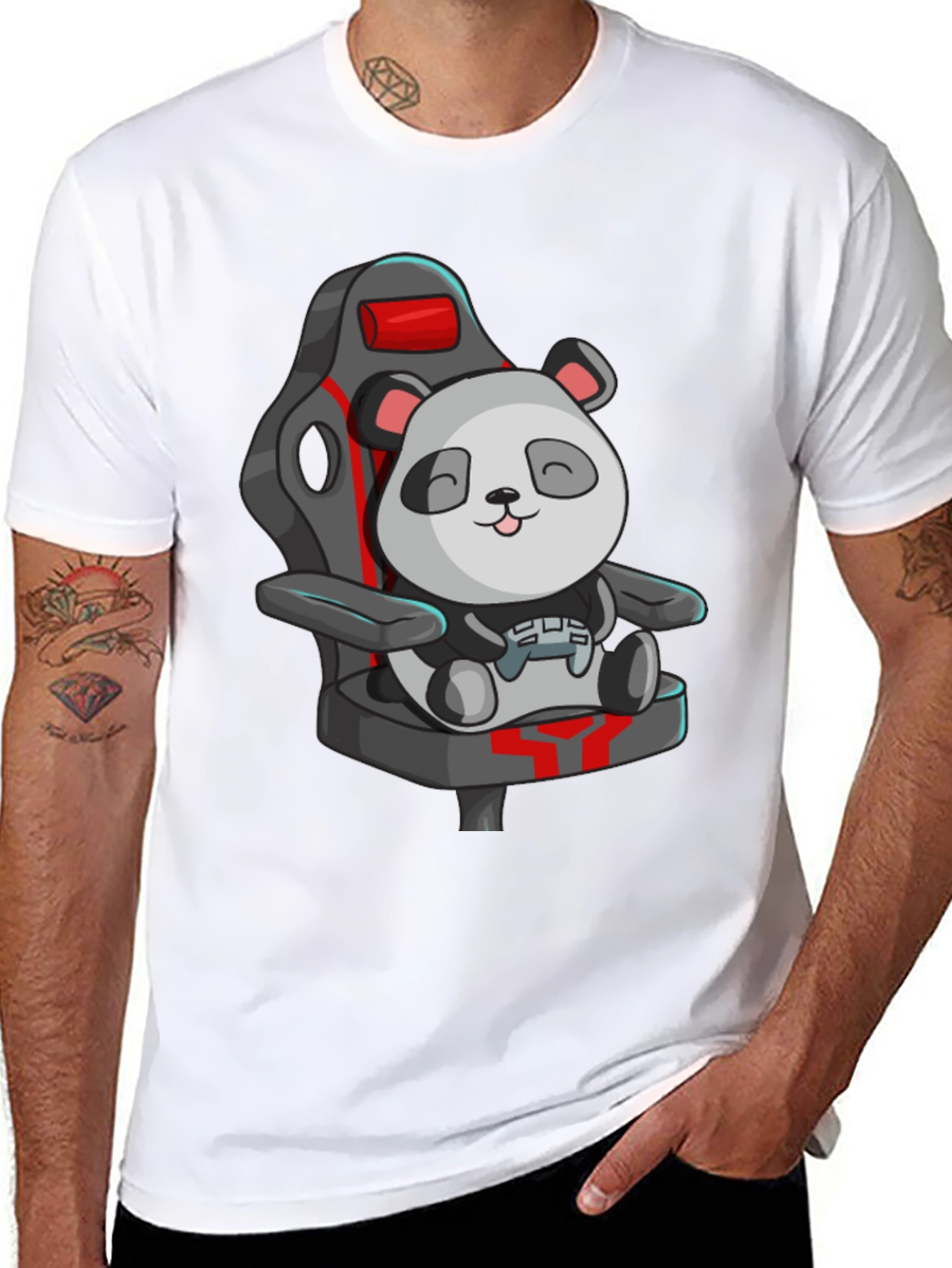 Gaming Panda T-Shirt - Cute Cartoon Design