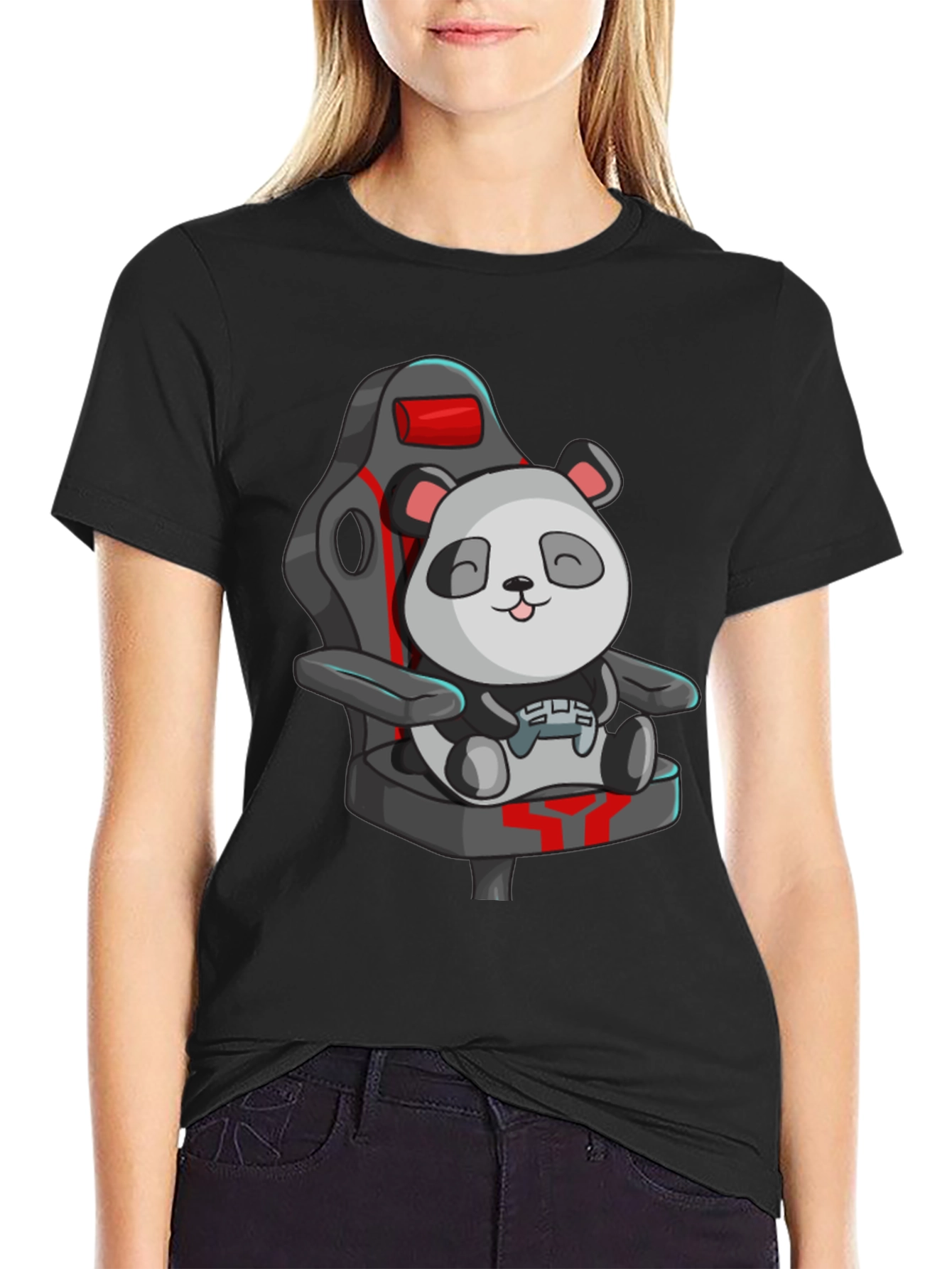 Gaming Panda T-Shirt - Cute Cartoon Design