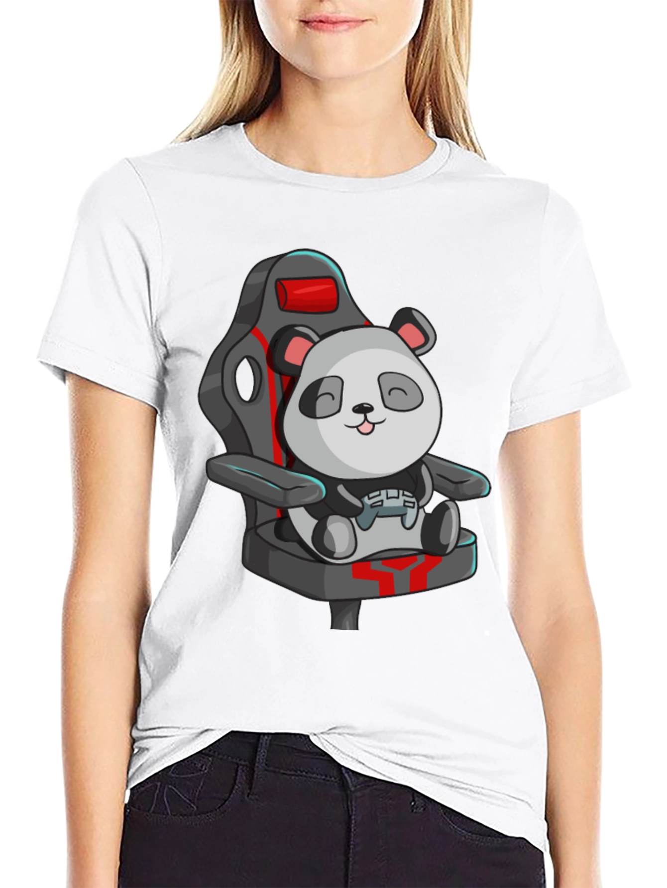 Gaming Panda T-Shirt - Cute Cartoon Design