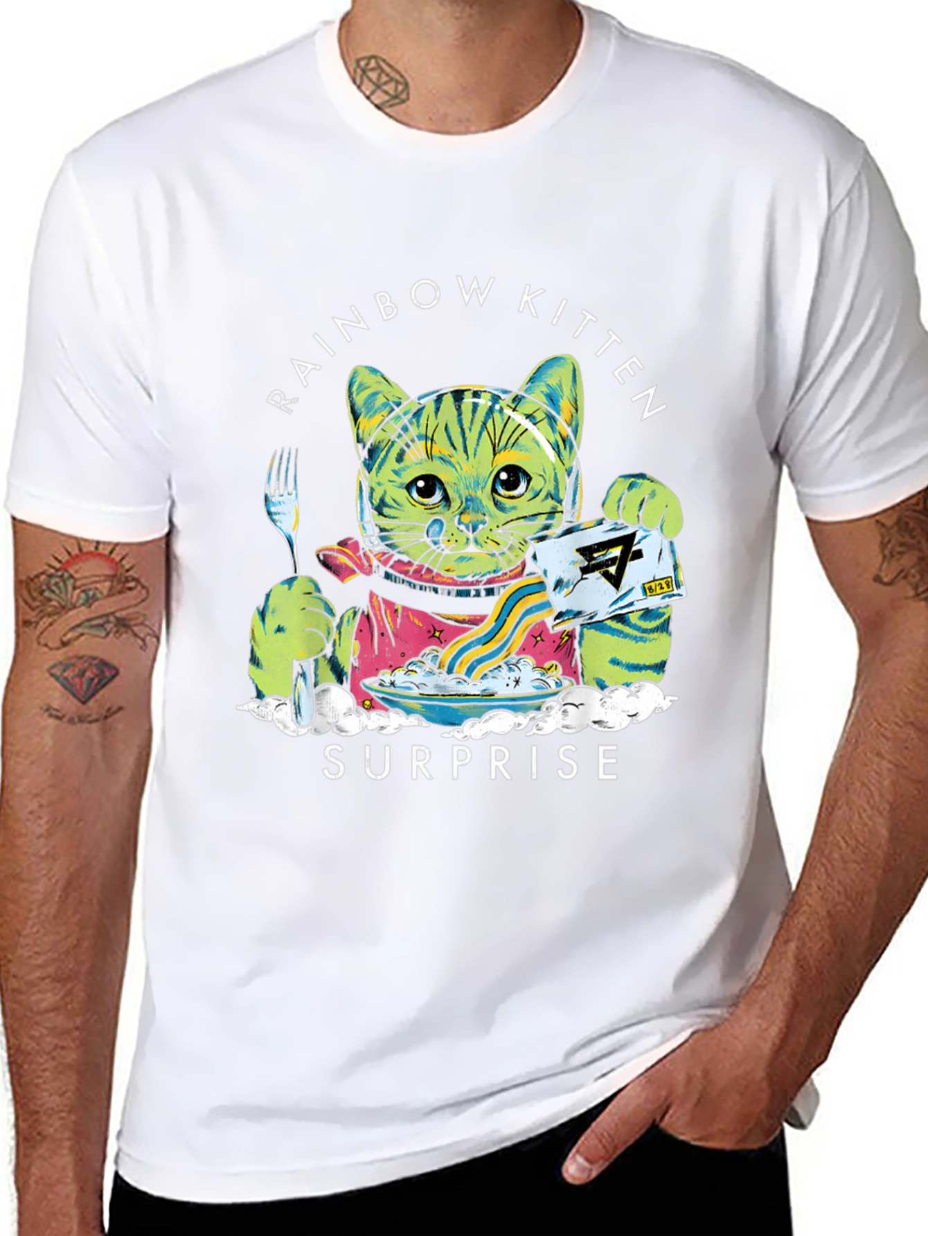 Rainbow Kitten Surprise Black T-Shirt