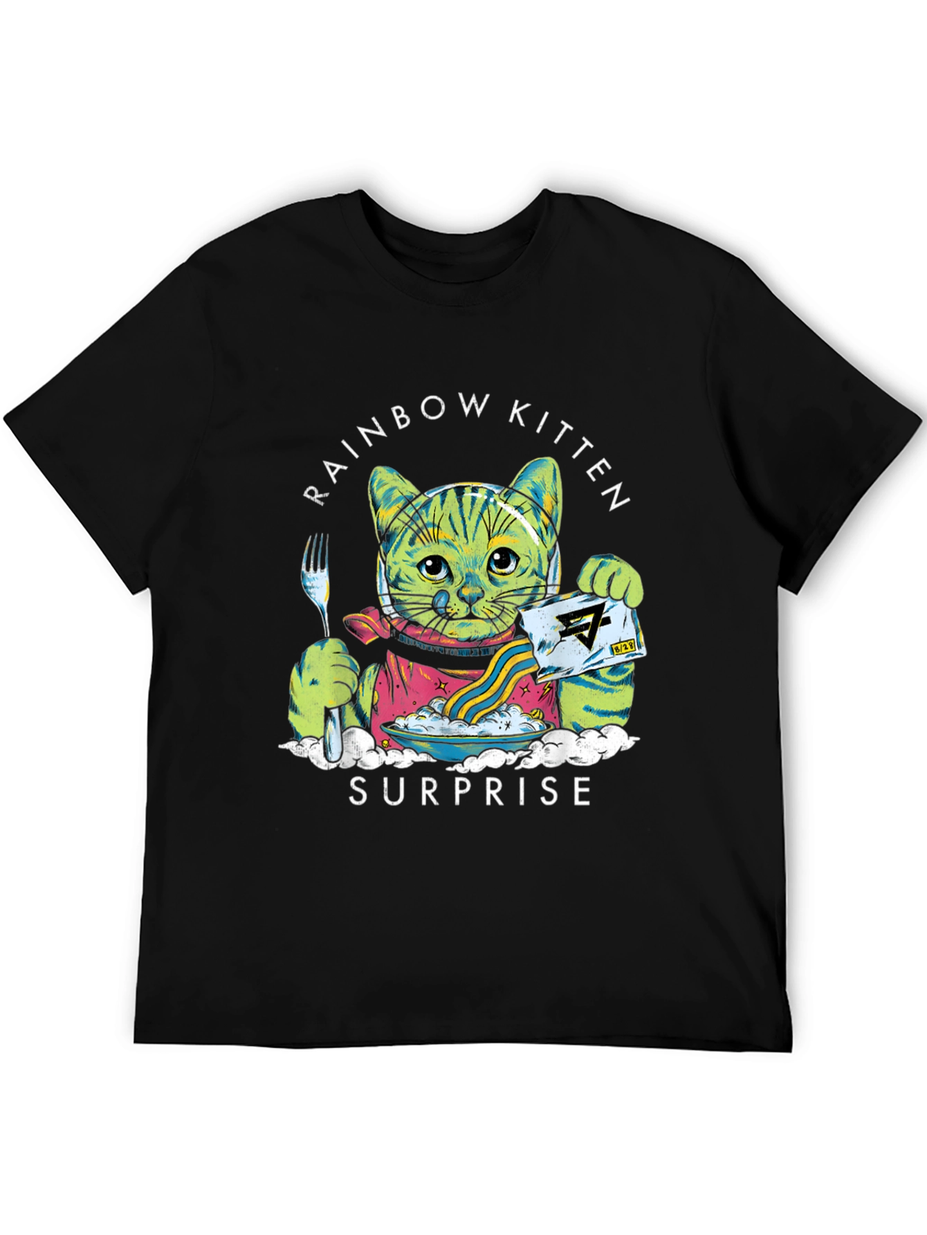 Rainbow Kitten Surprise Black T-Shirt