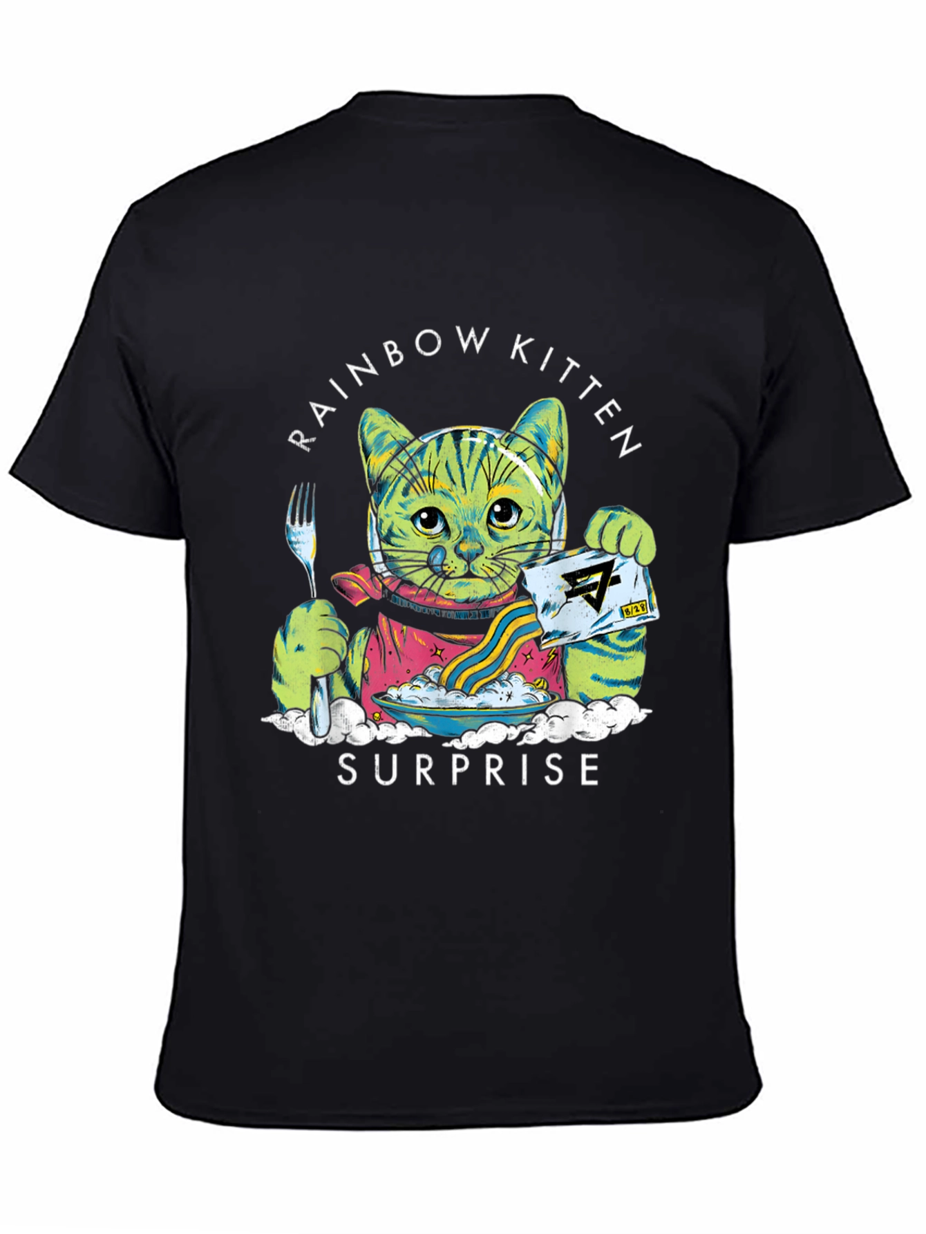 Rainbow Kitten Surprise Black T-Shirt