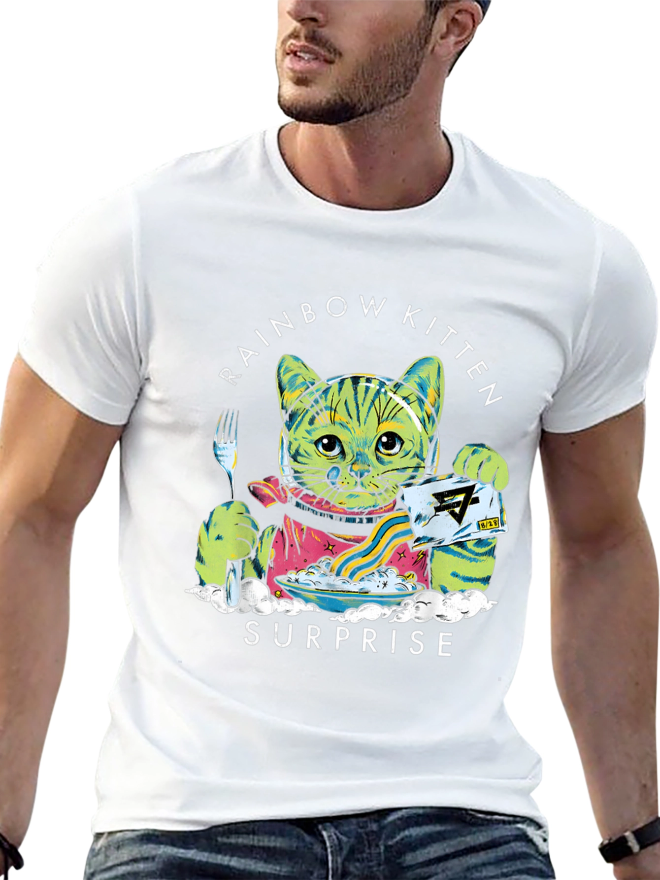 Rainbow Kitten Surprise Black T-Shirt