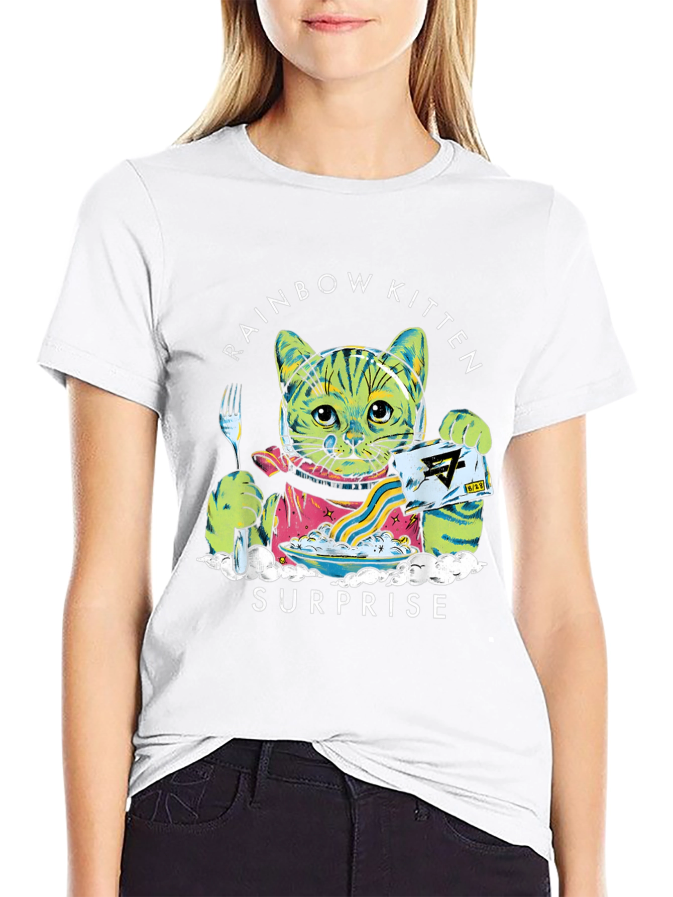 Rainbow Kitten Surprise Black T-Shirt