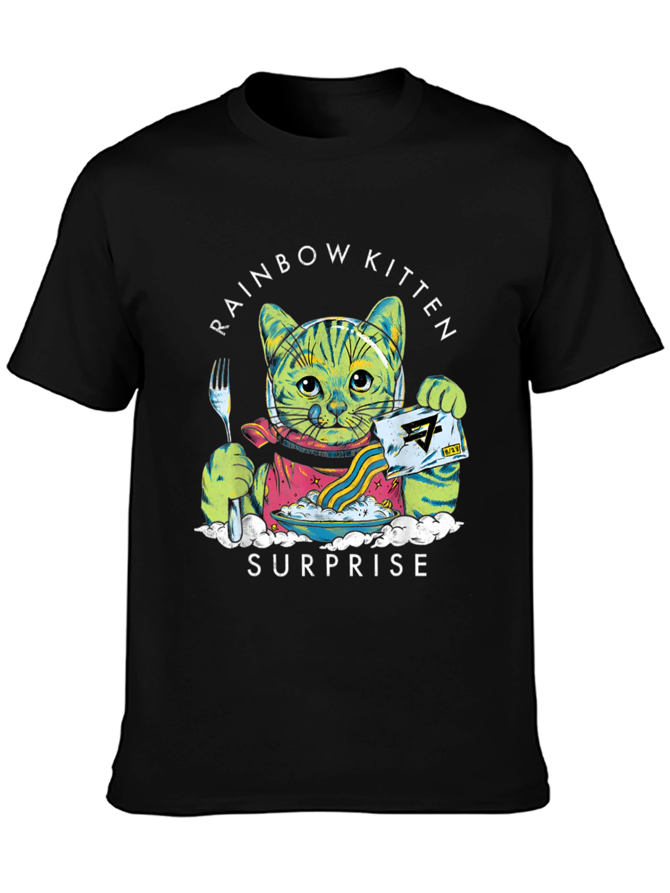 Rainbow Kitten Surprise Black T-Shirt