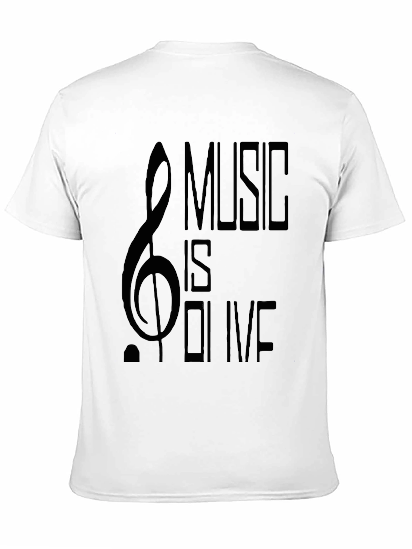 Music Is Olive Mens Black Graphic Tee