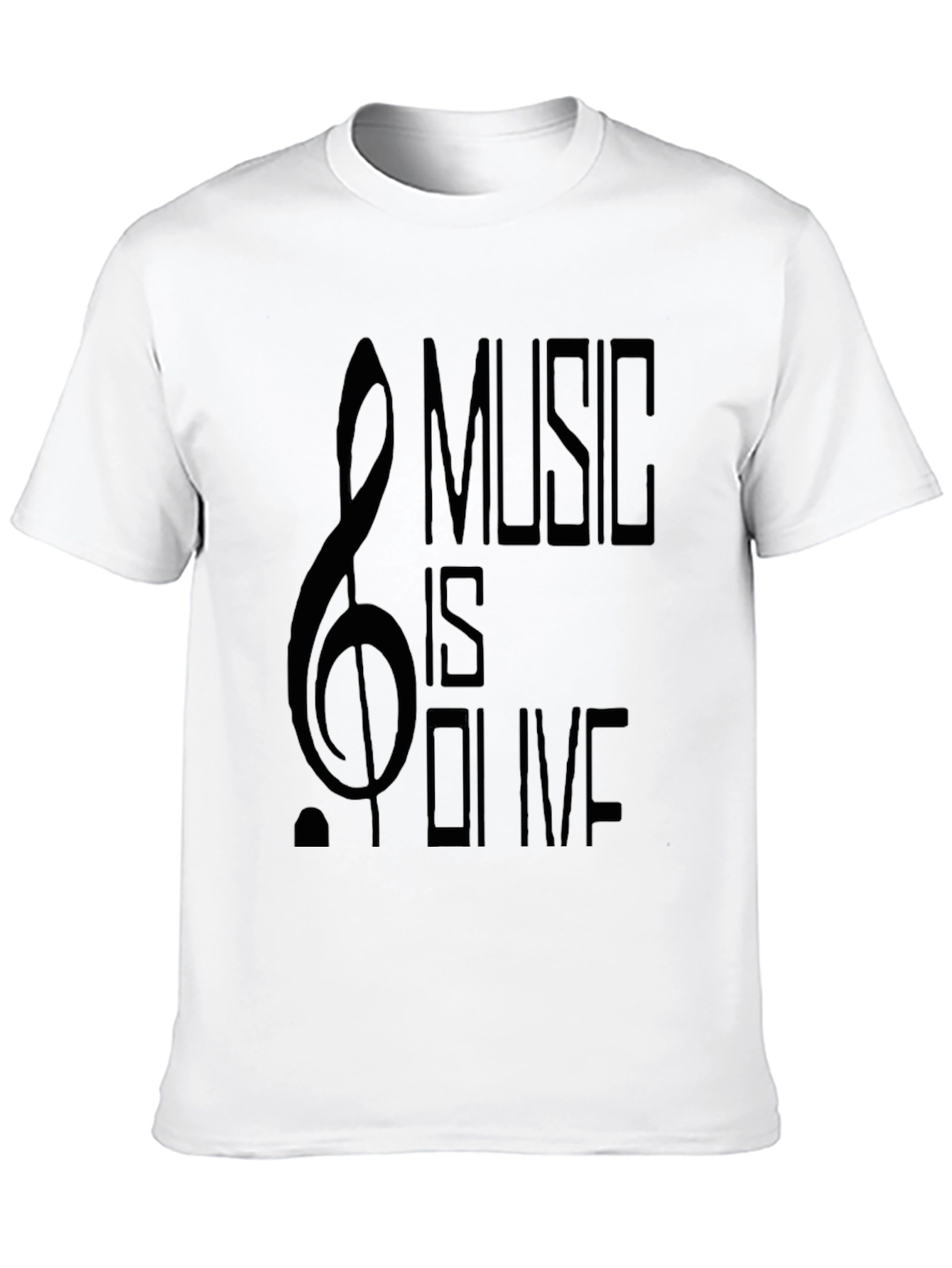 Music Is Olive Mens Black Graphic Tee