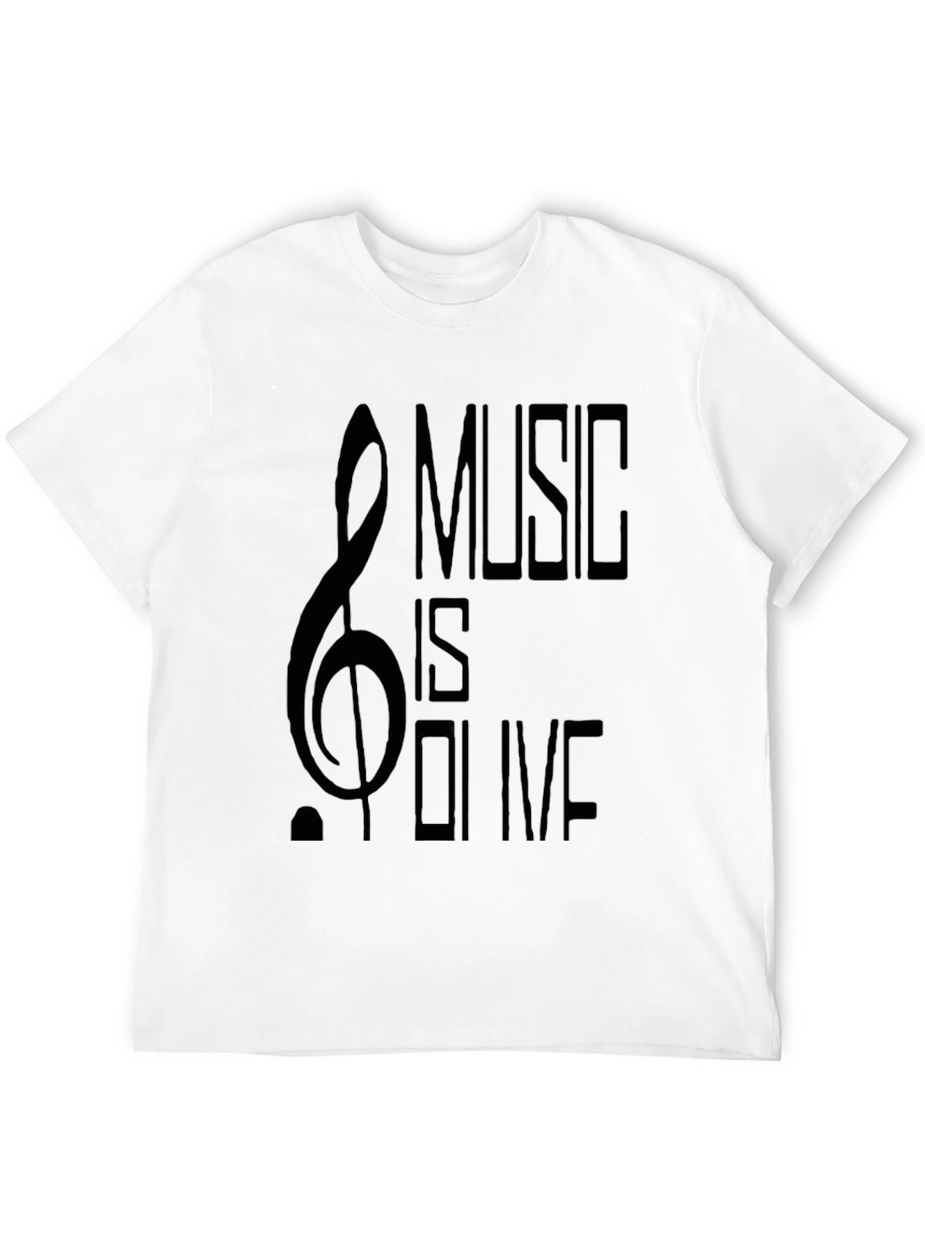 Music Is Olive Mens Black Graphic Tee