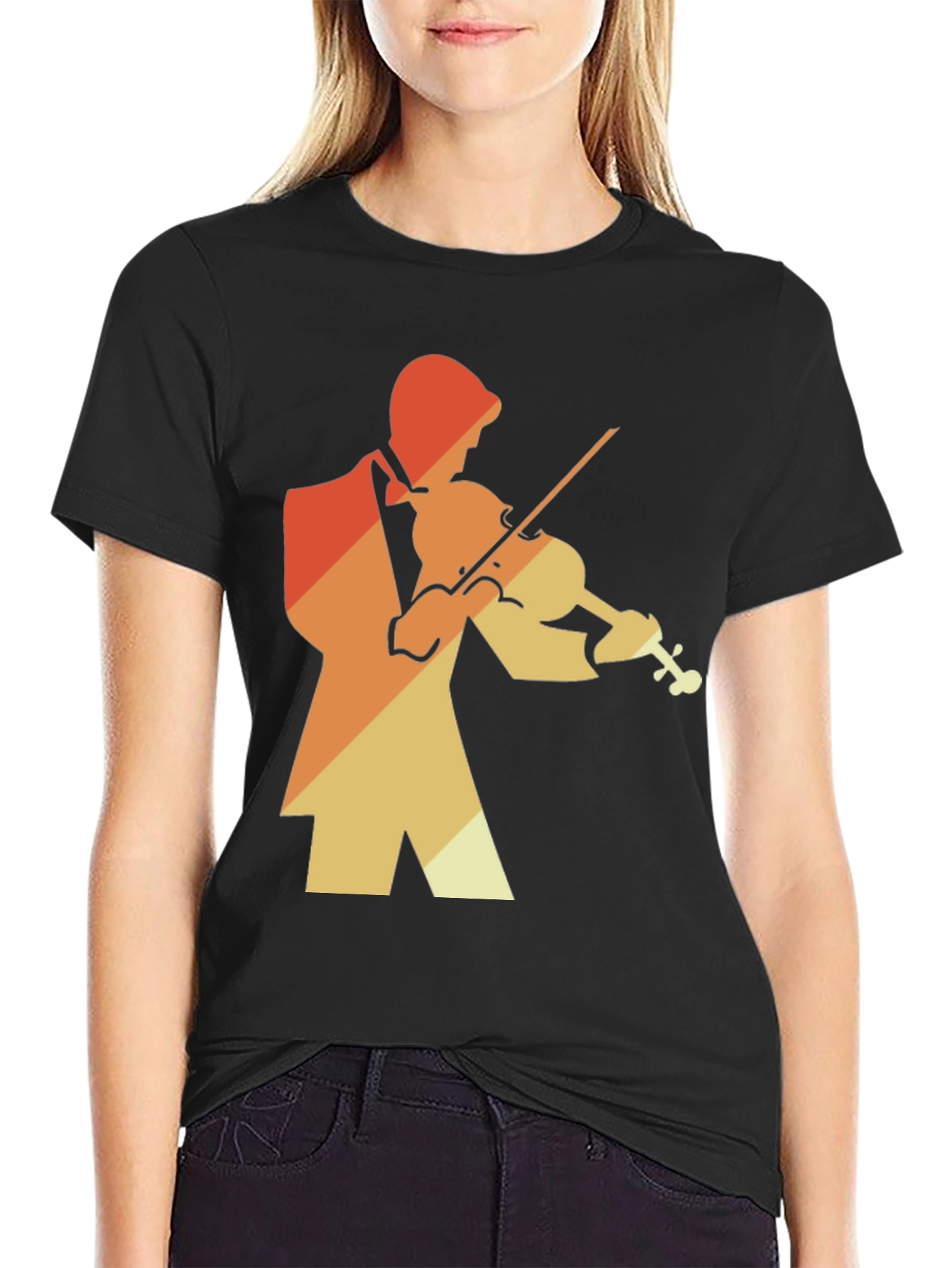 Retro Violin Player Graphic Tee