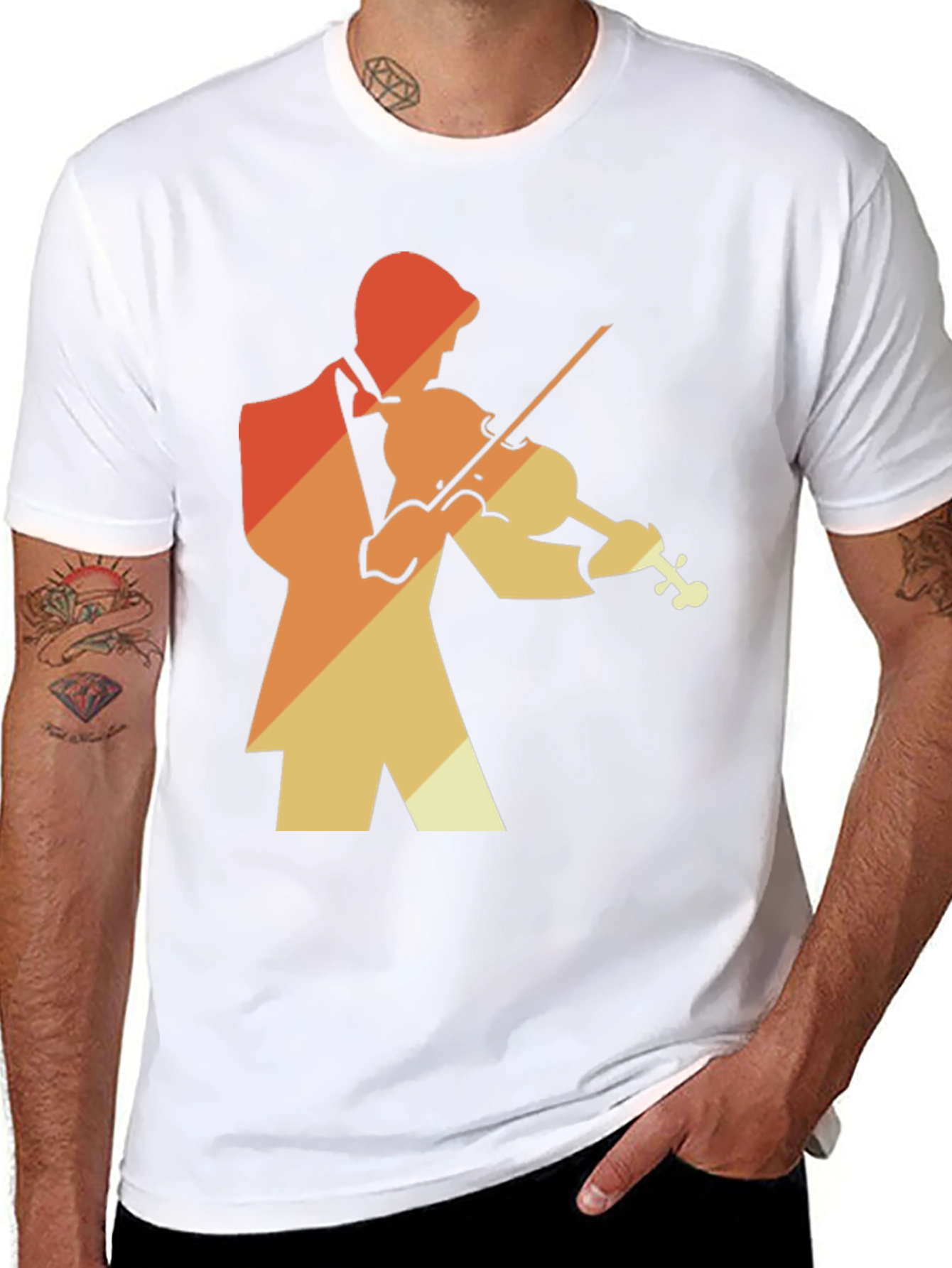 Retro Violin Player Graphic Tee