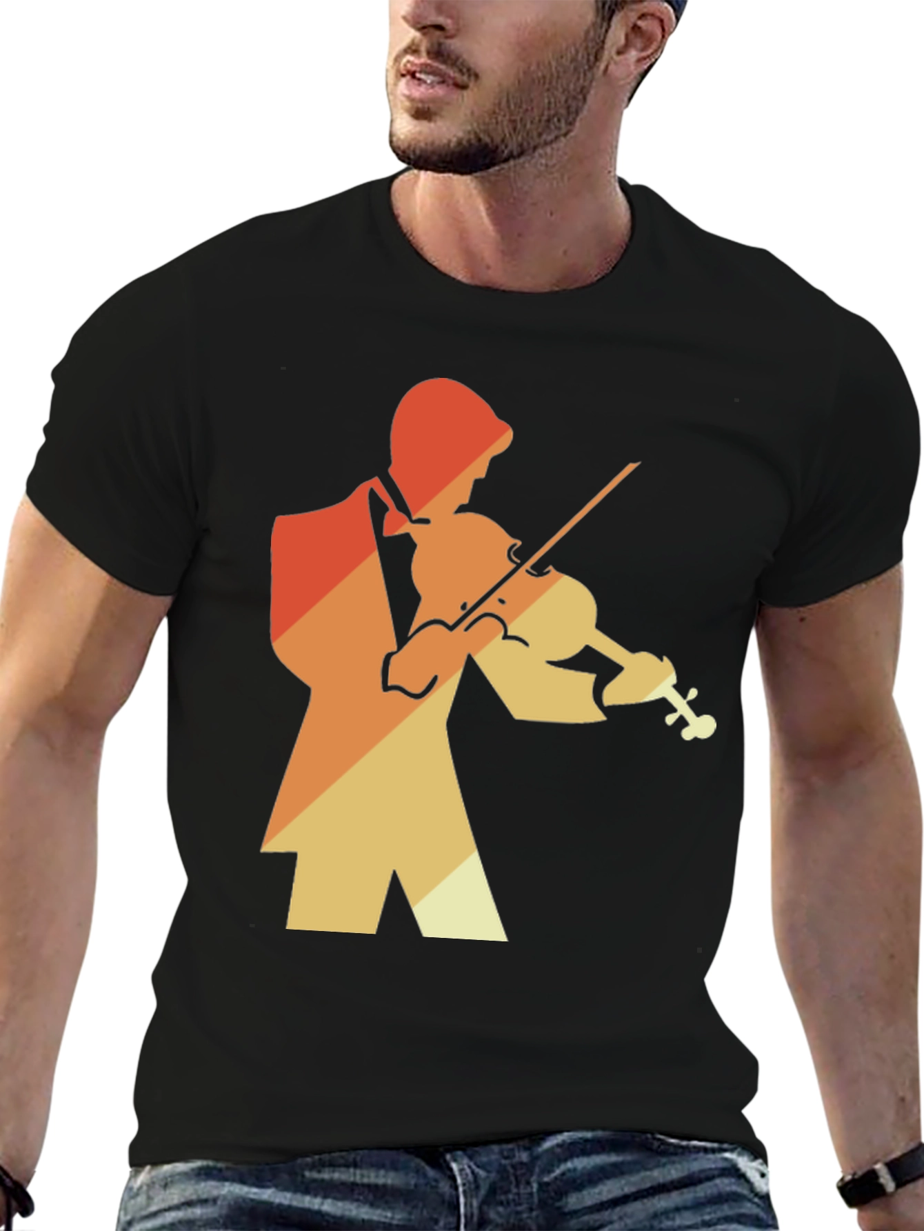 Retro Violin Player Graphic Tee