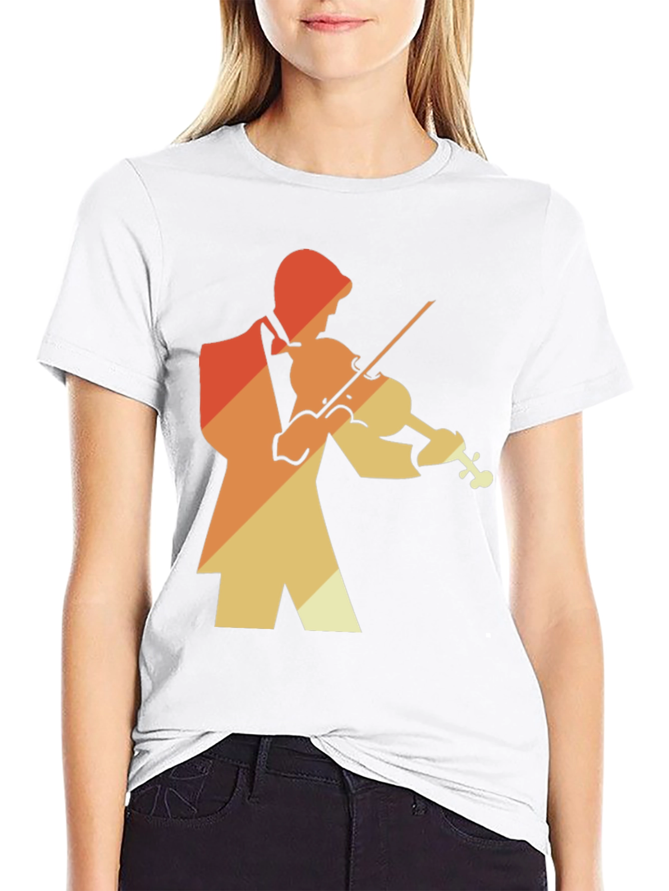 Retro Violin Player Graphic Tee