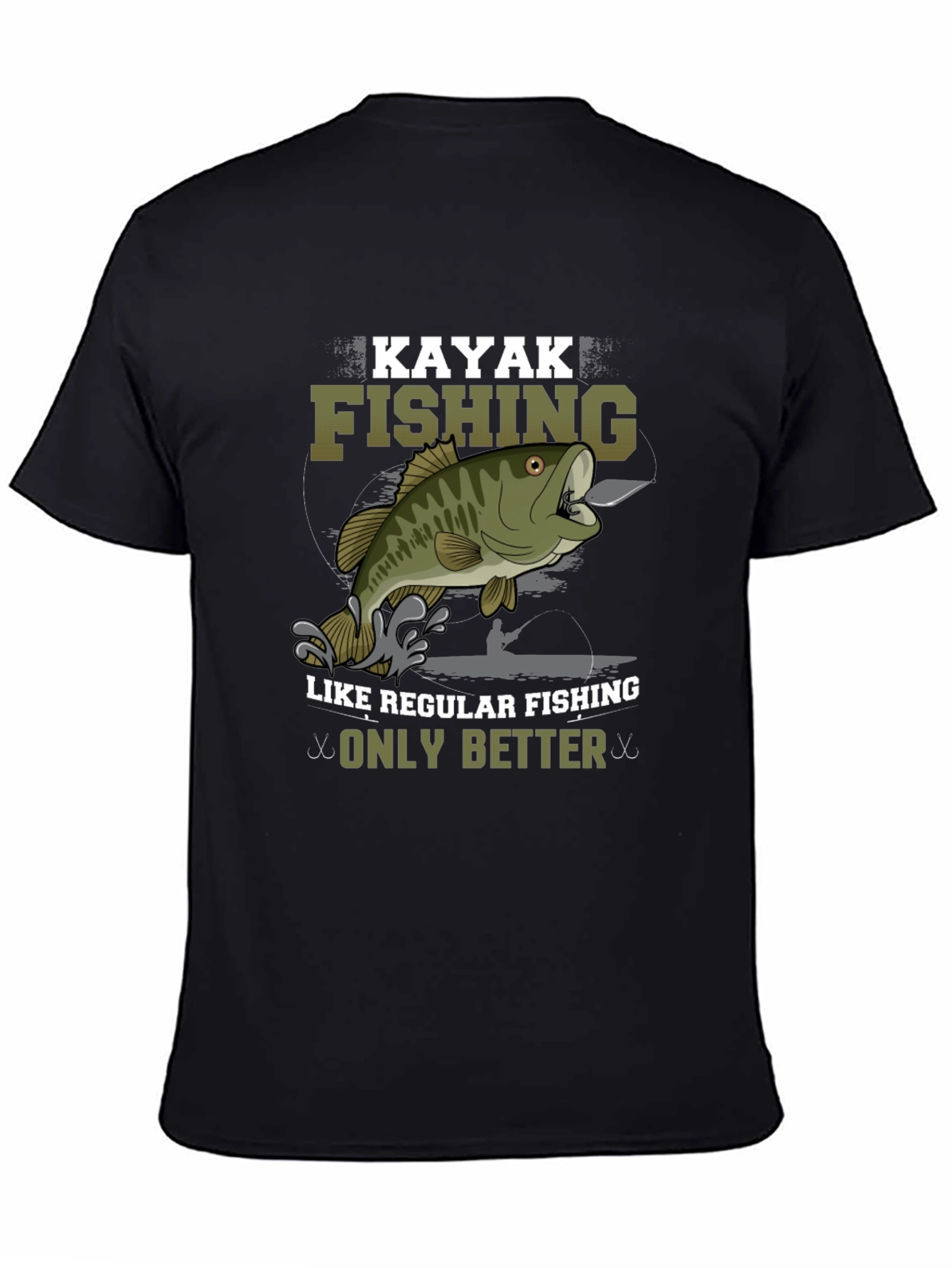 Kayak Fishing Graphic Tee - Only Better Black T-Shirt