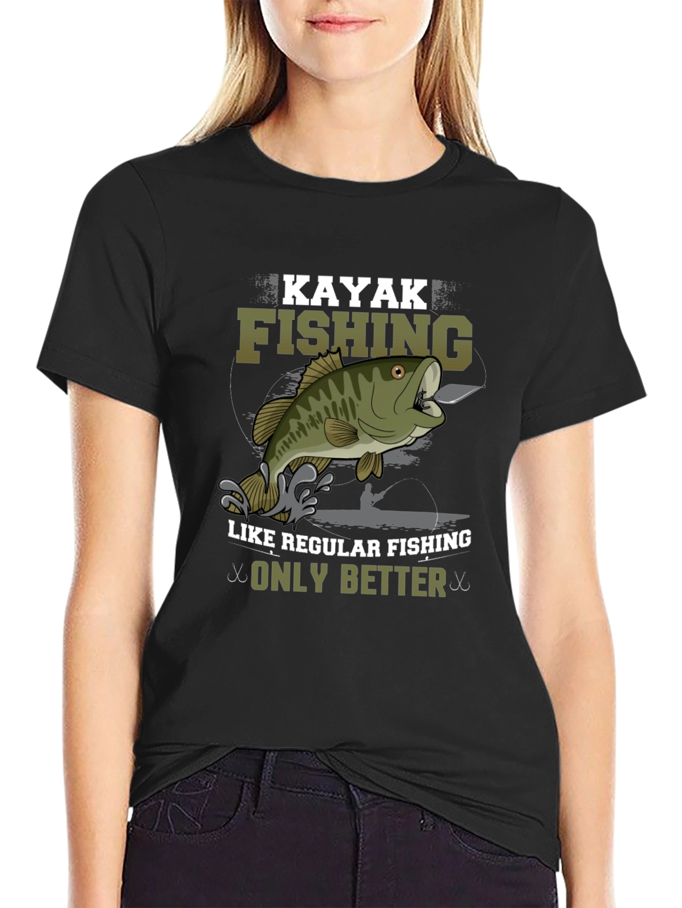 Kayak Fishing Graphic Tee - Only Better Black T-Shirt