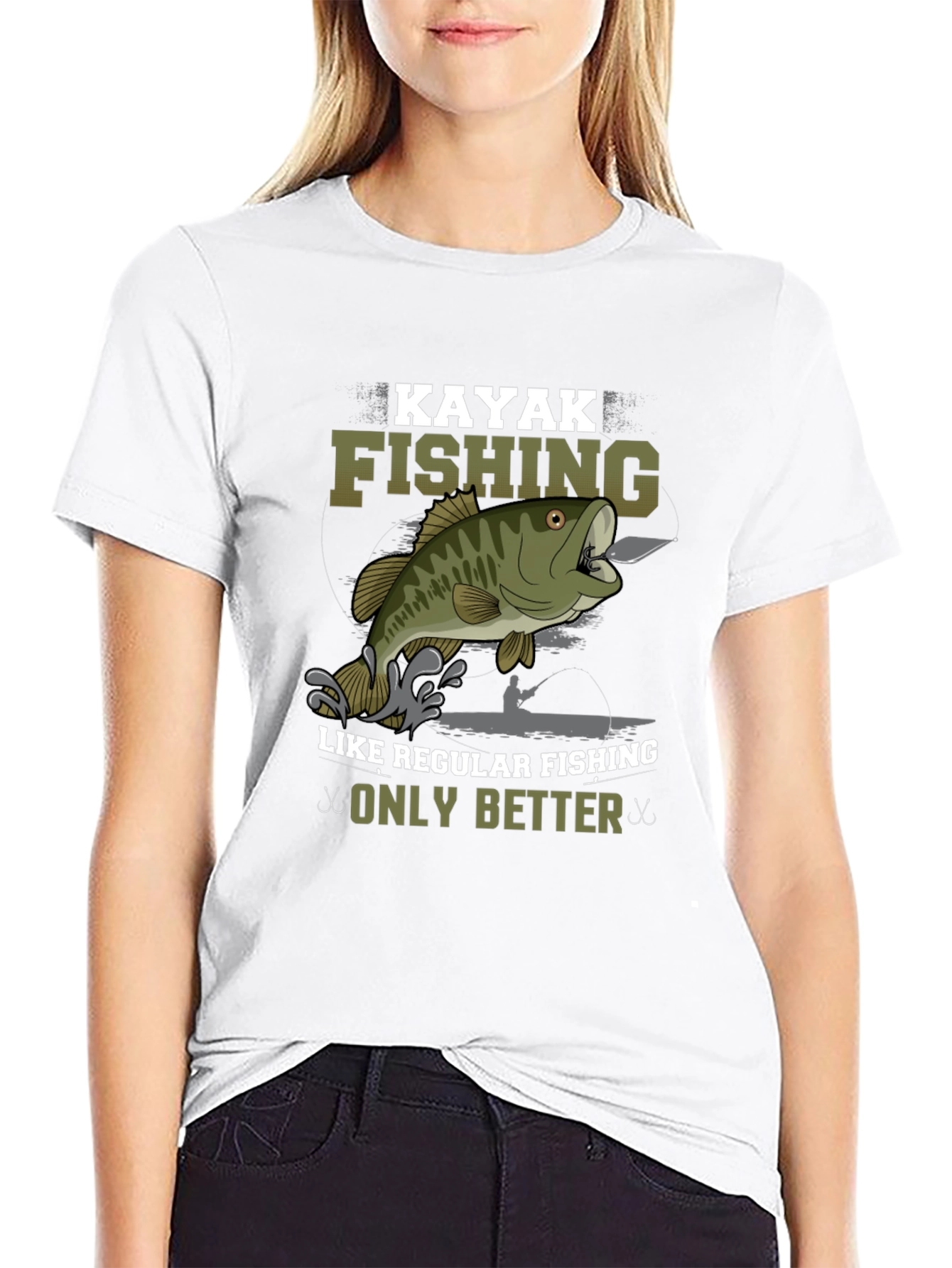 Kayak Fishing Graphic Tee - Only Better Black T-Shirt