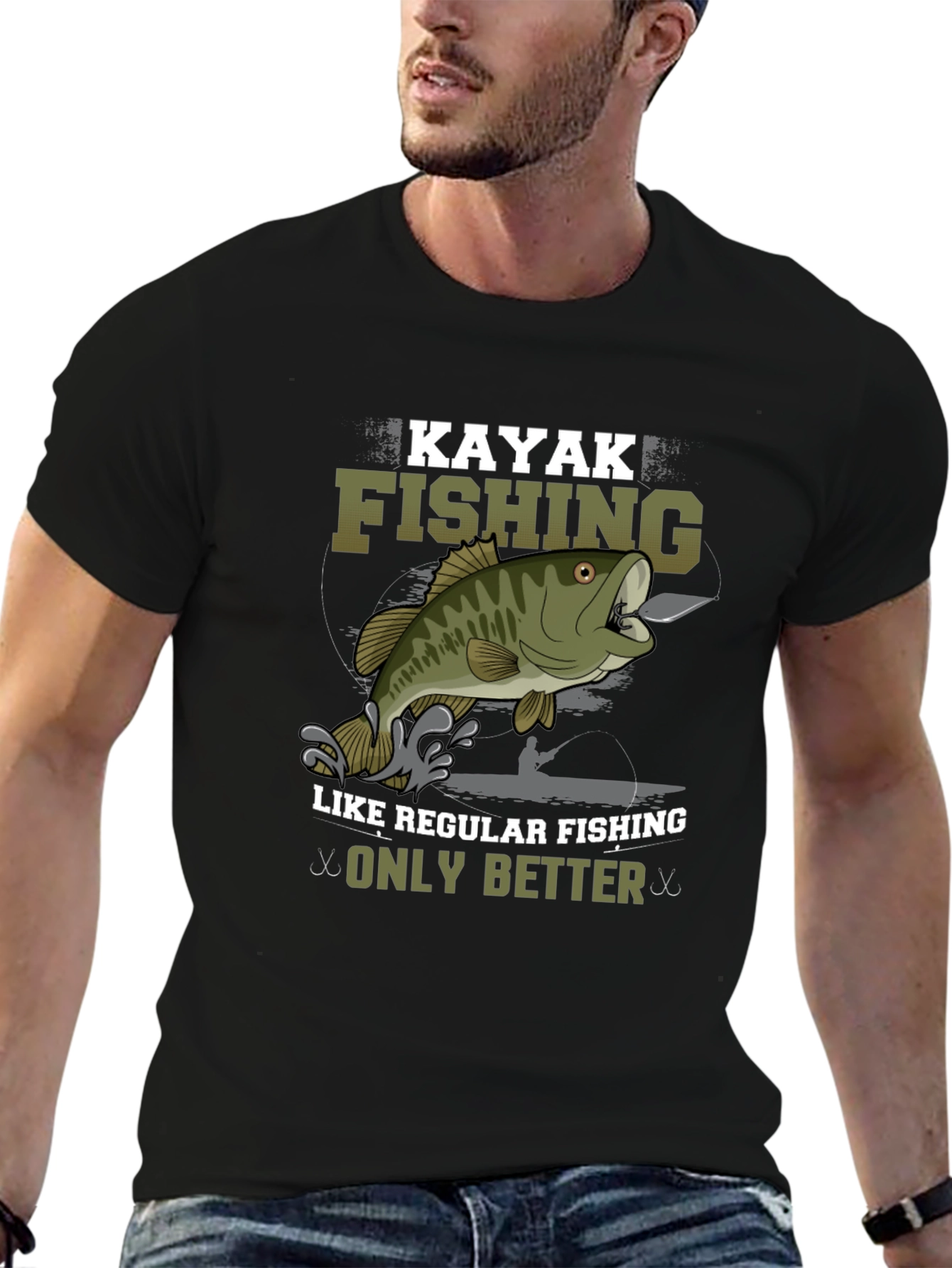 Kayak Fishing Graphic Tee - Only Better Black T-Shirt