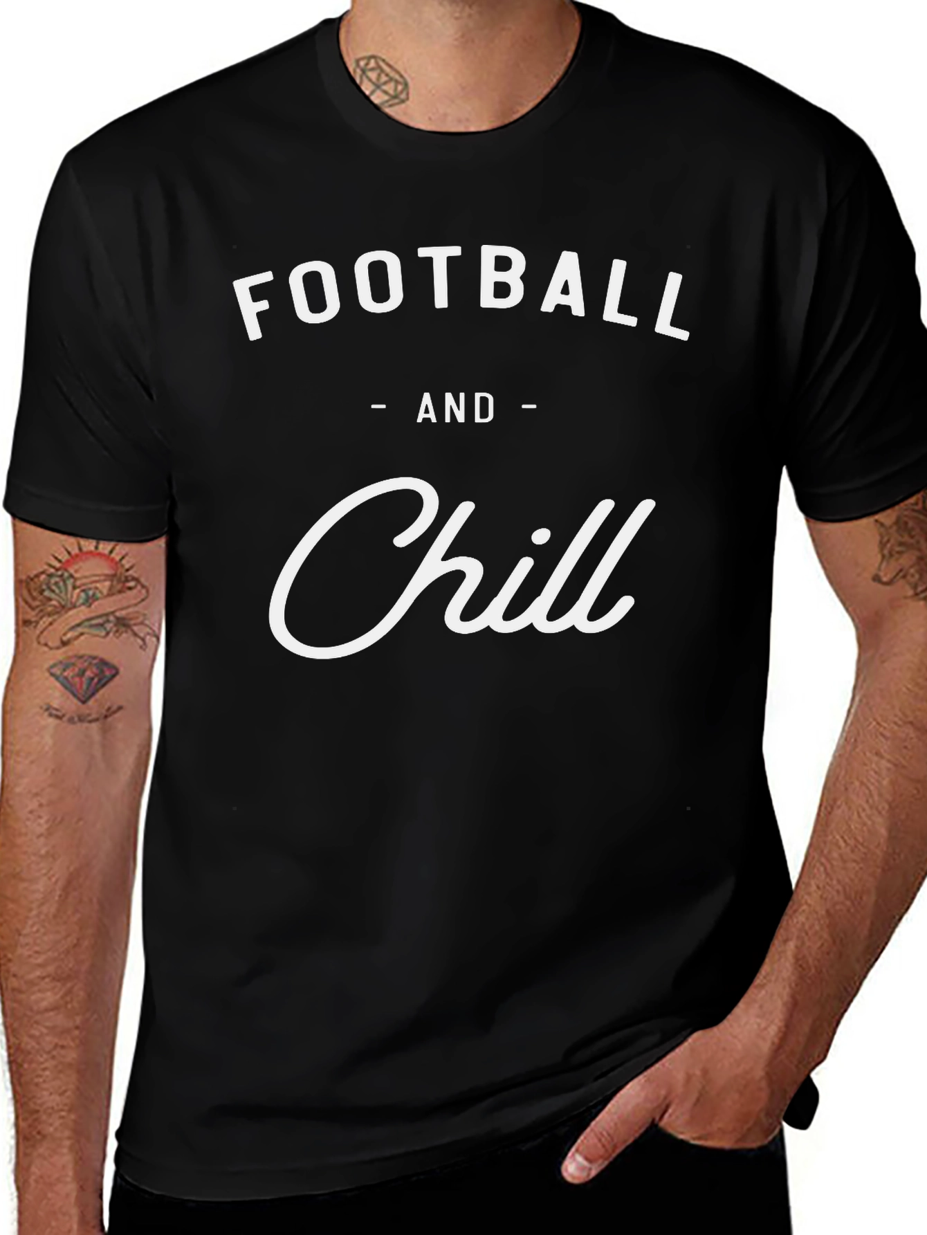 Football and Chill Black Graphic T-Shirt