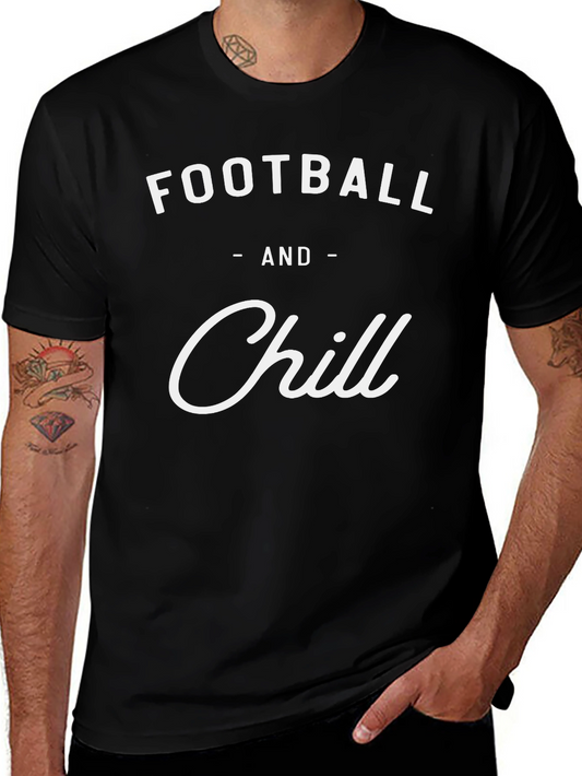 Football and Chill Black Graphic T-Shirt
