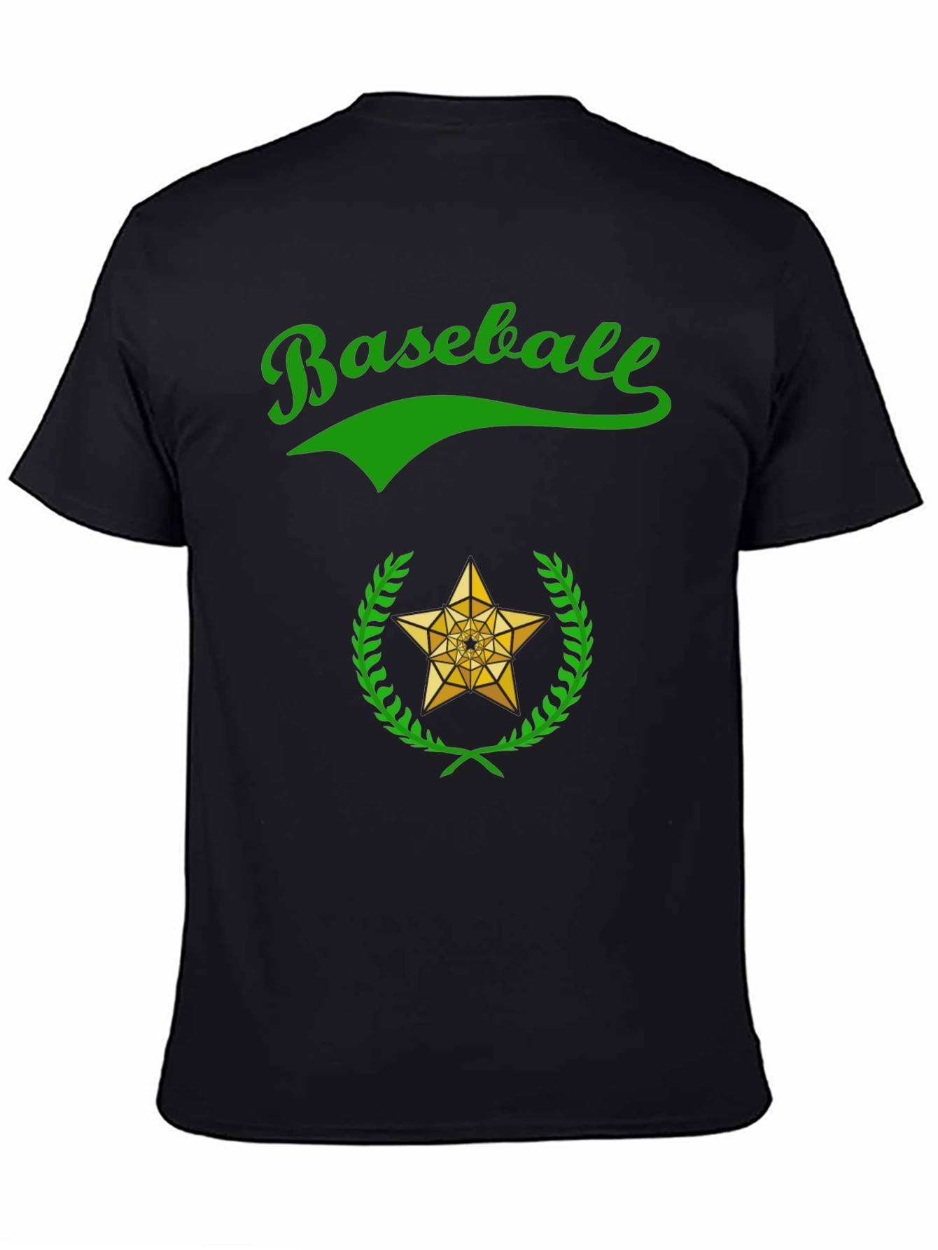 Baseball Star Graphic Tee - Black Cotton T-Shirt