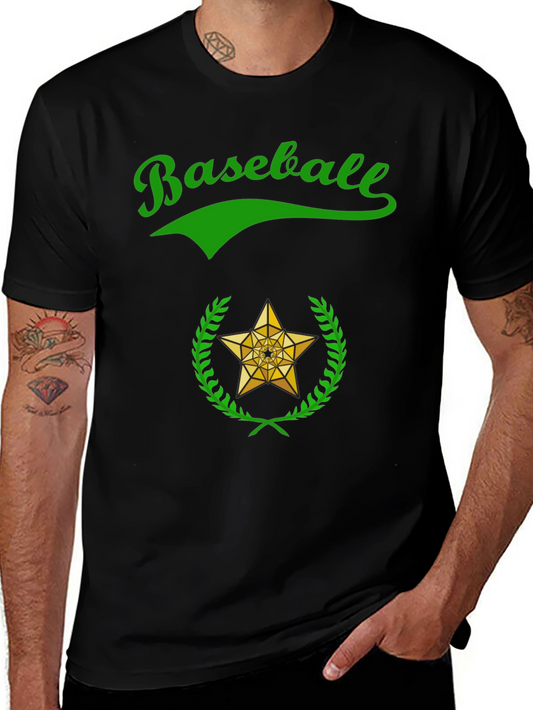 Baseball Star Graphic Tee - Black Cotton T-Shirt