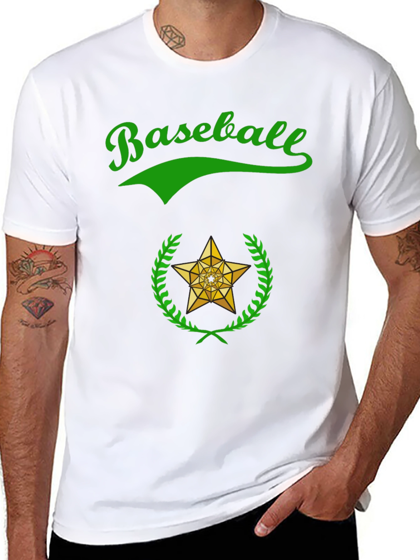 Baseball Star Graphic Tee - Black Cotton T-Shirt