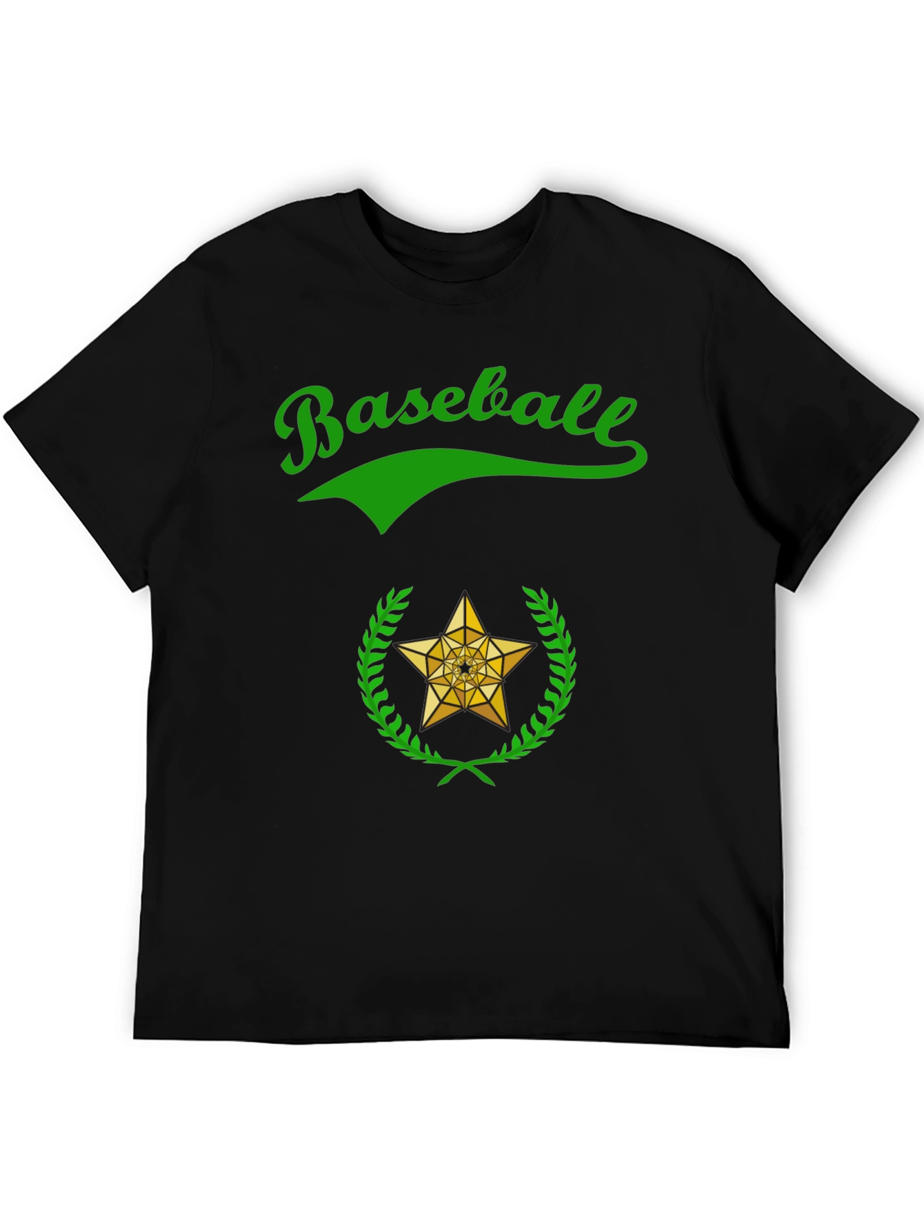 Baseball Star Graphic Tee - Black Cotton T-Shirt