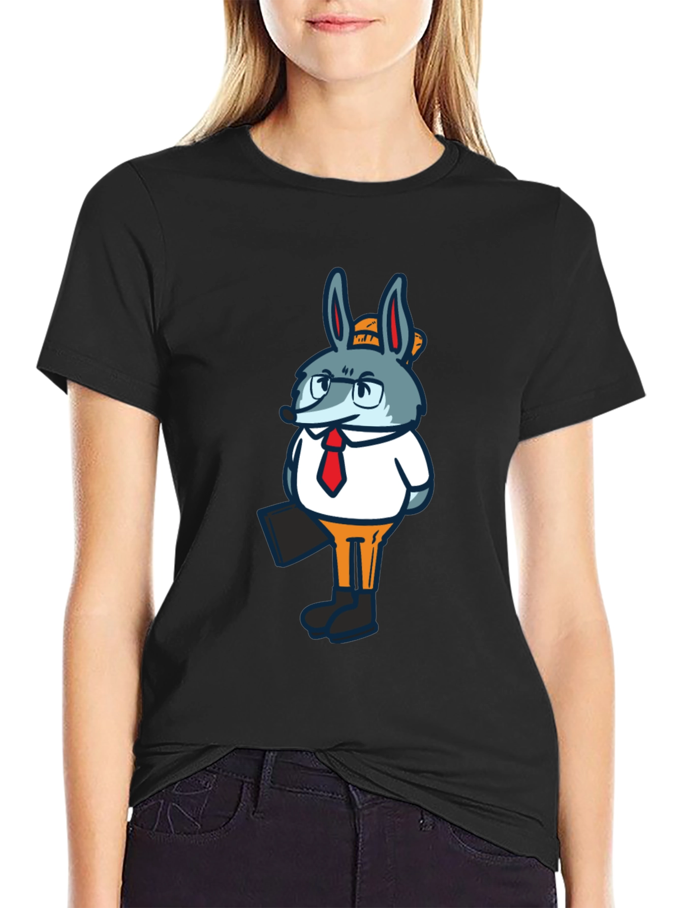 Business Bunny Graphic T-Shirt - Black