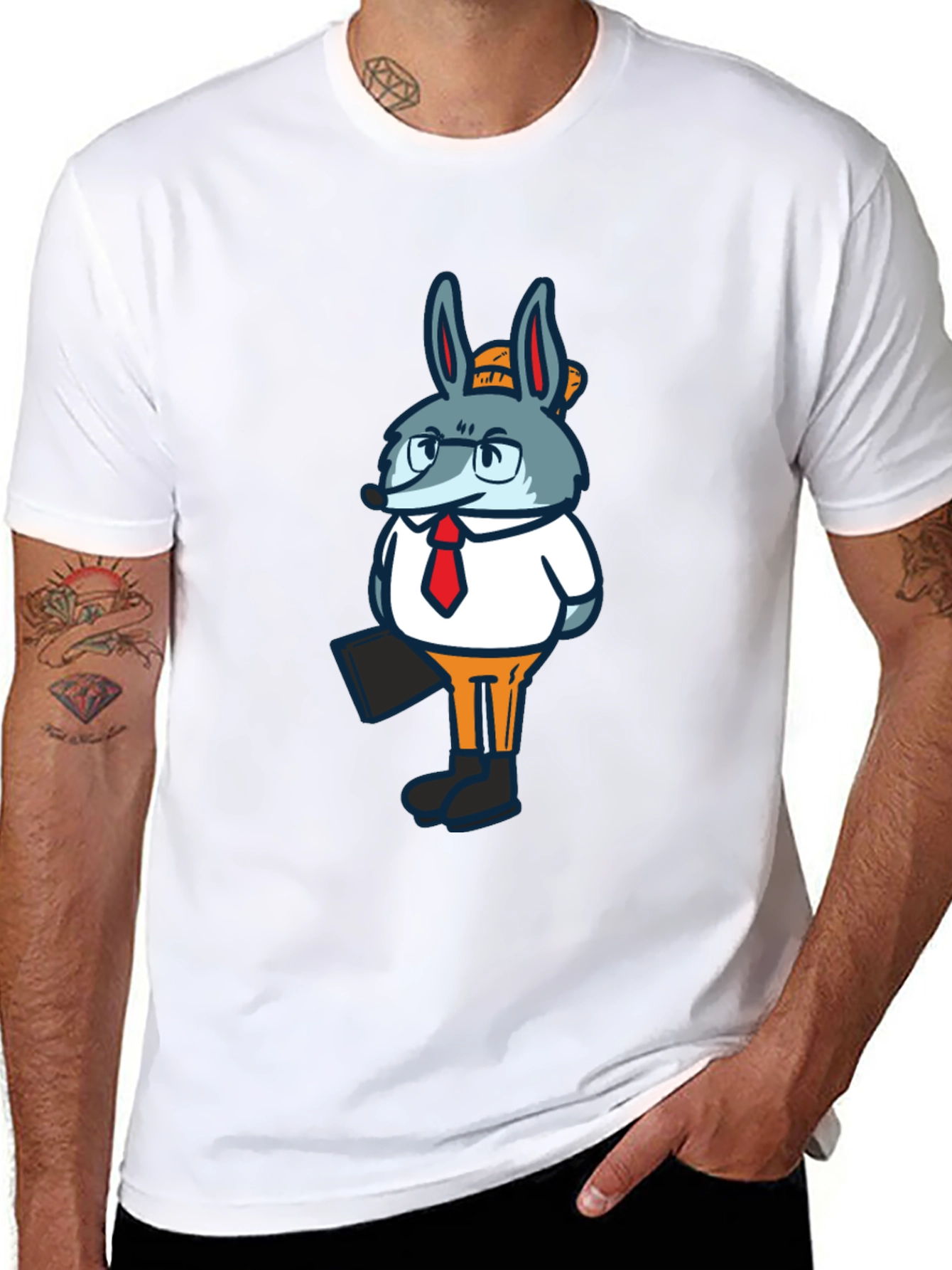 Business Bunny Graphic T-Shirt - Black