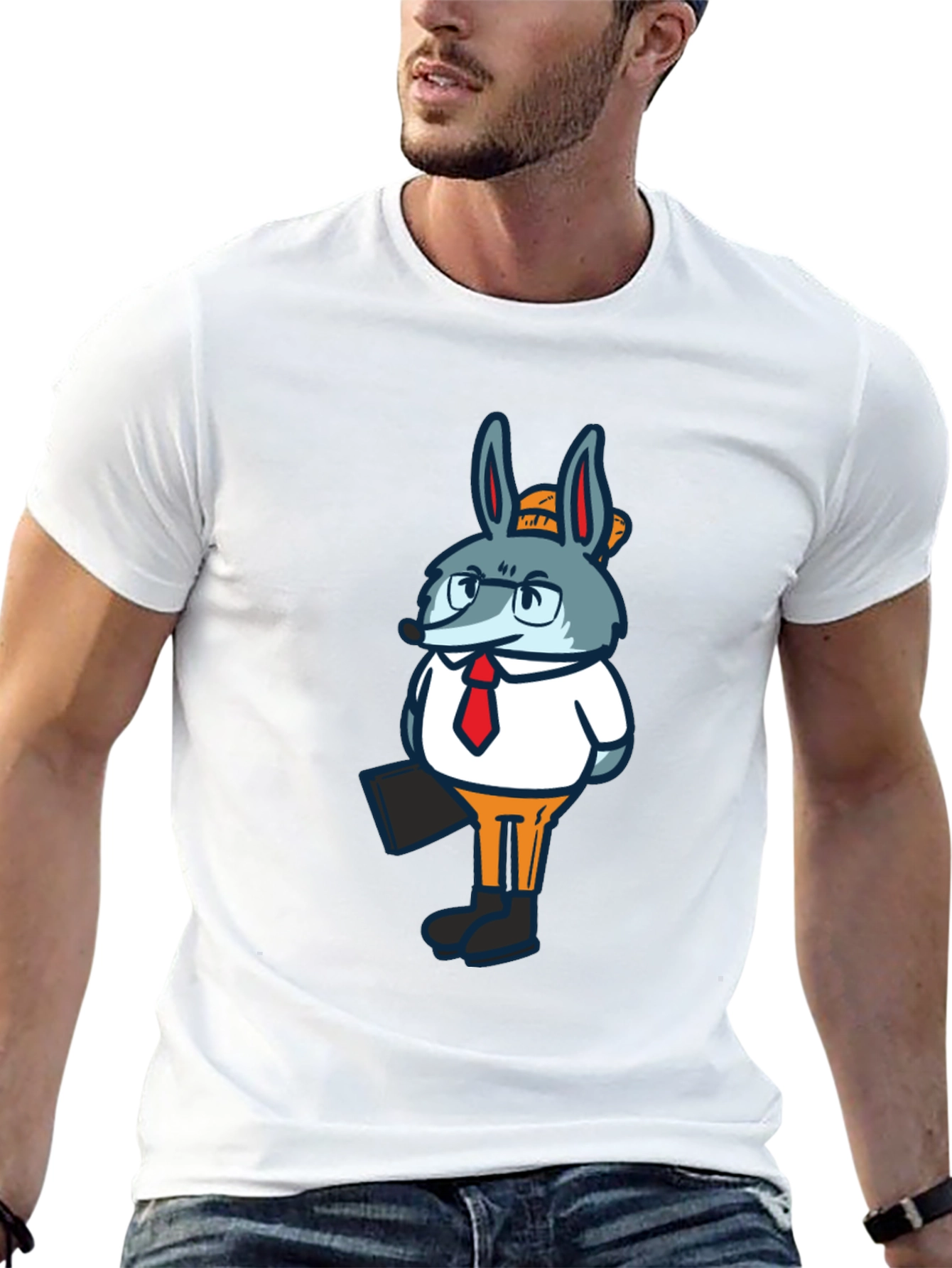Business Bunny Graphic T-Shirt - Black