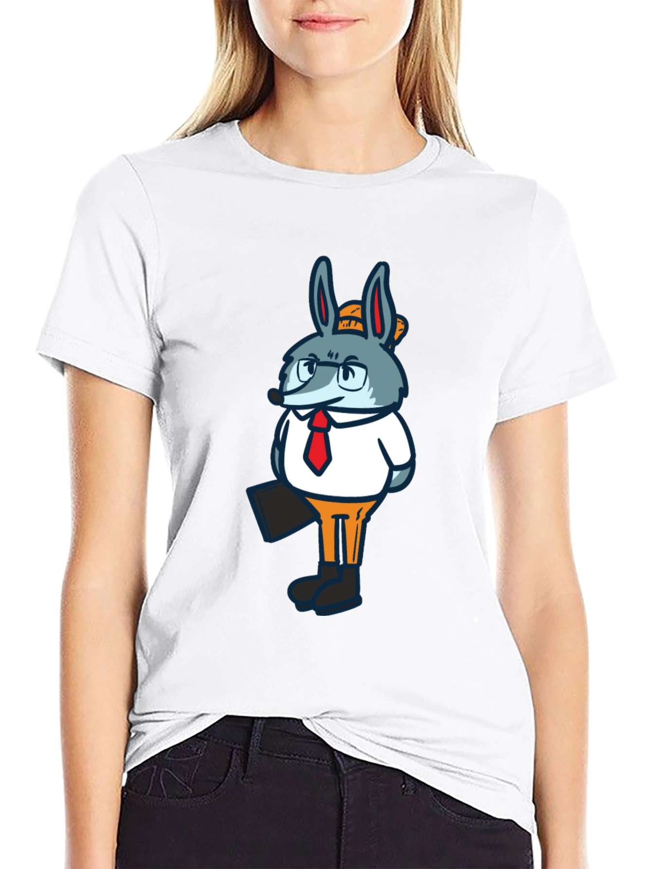 Business Bunny Graphic T-Shirt - Black