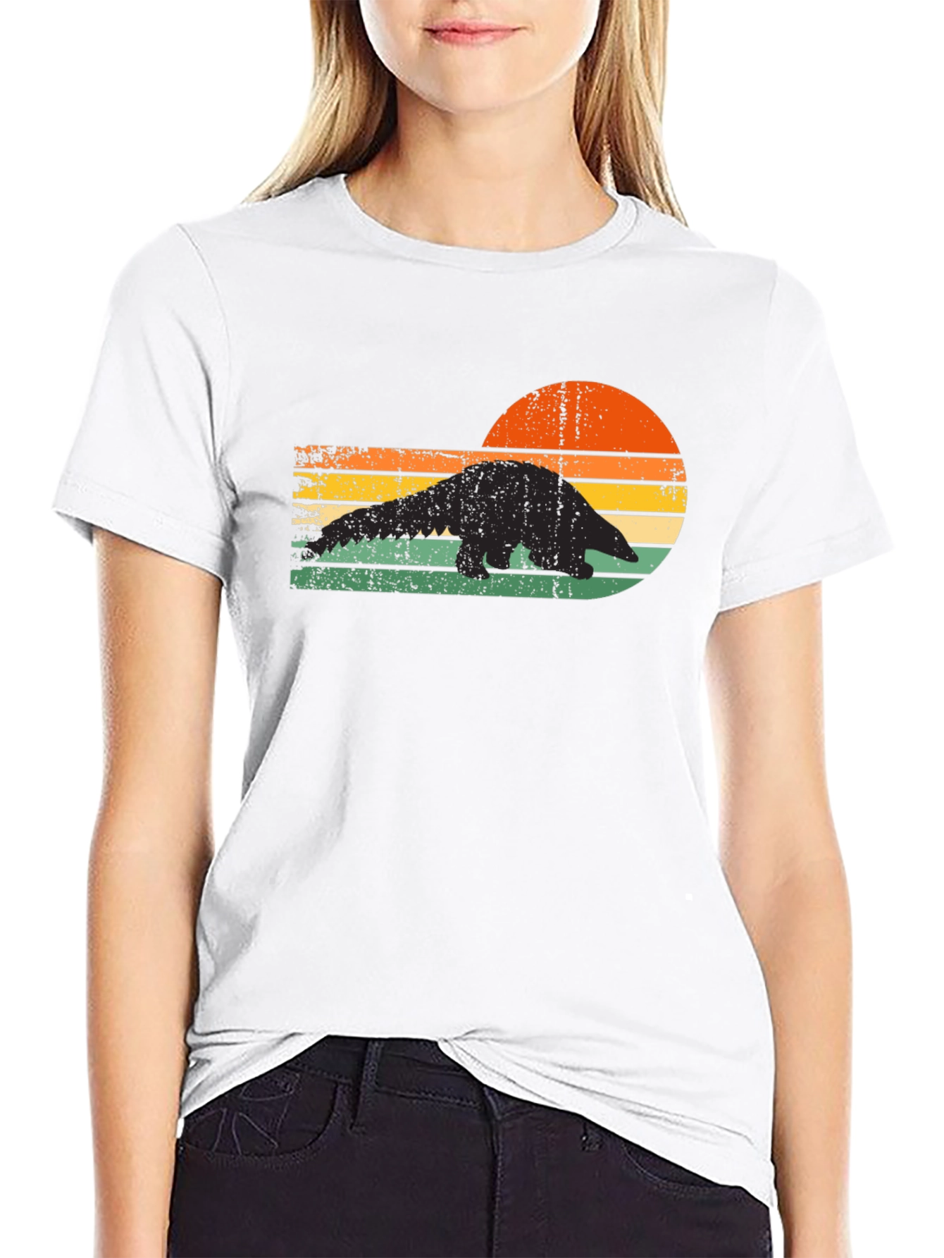Retro Pangolin Sunset T-Shirt