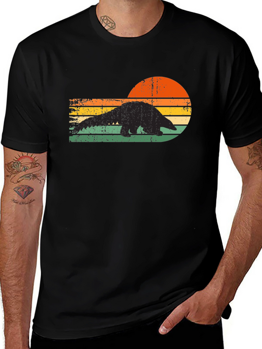 Retro Pangolin Sunset T-Shirt