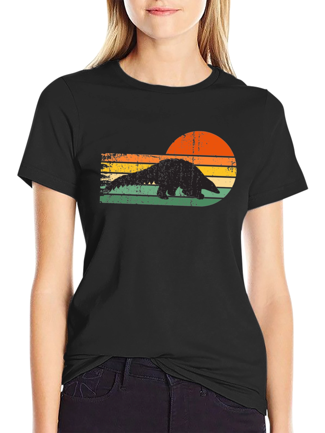Retro Pangolin Sunset T-Shirt