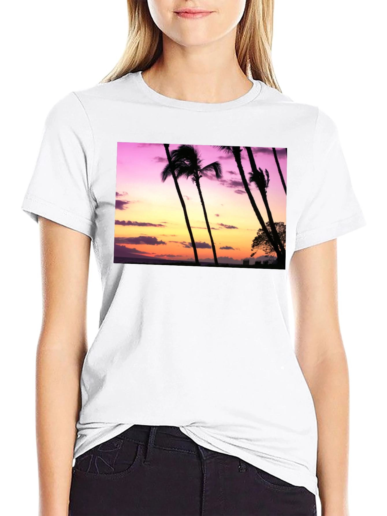 Sunset Palm Tree Graphic T-Shirt - Island Vibes