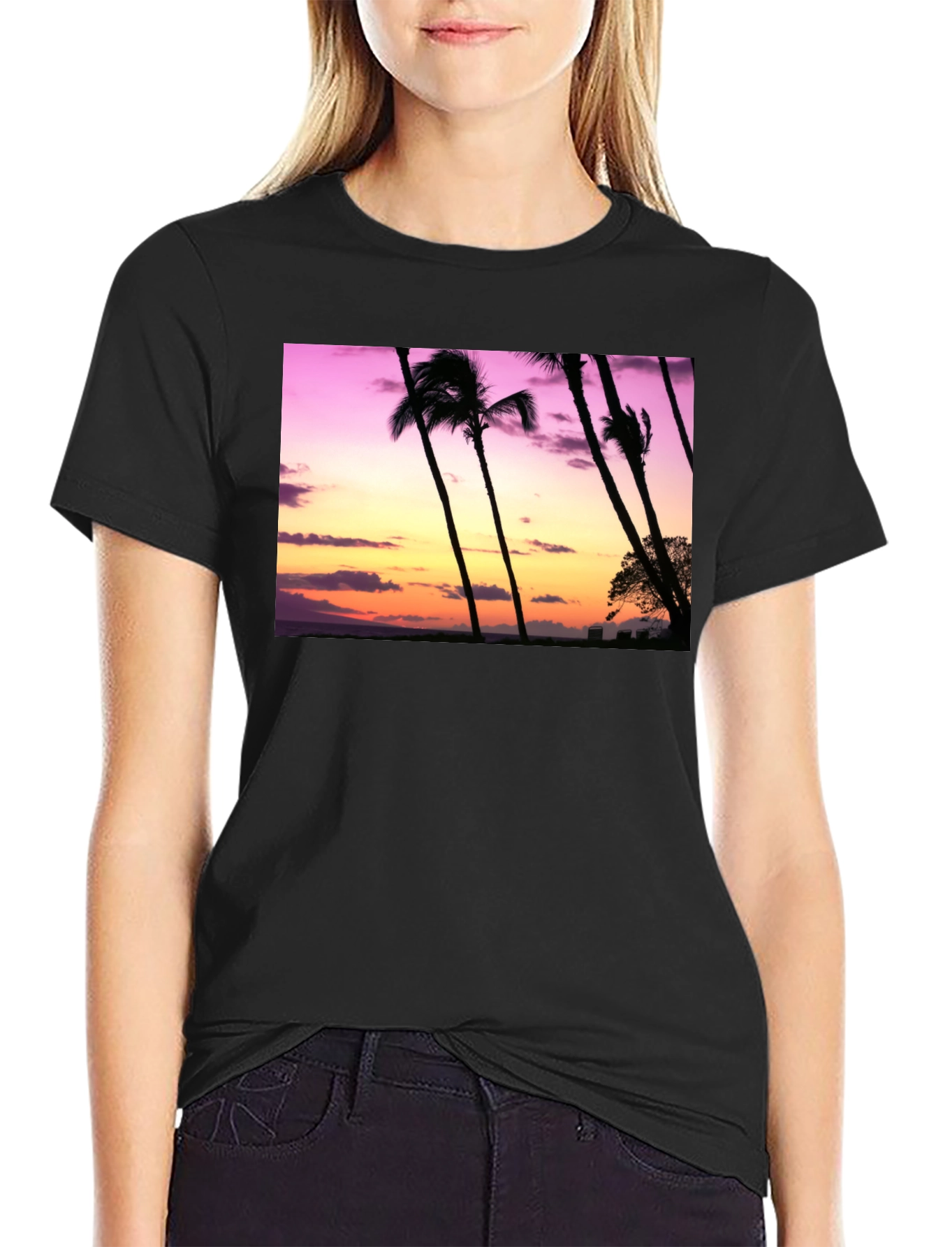 Sunset Palm Tree Graphic T-Shirt - Island Vibes