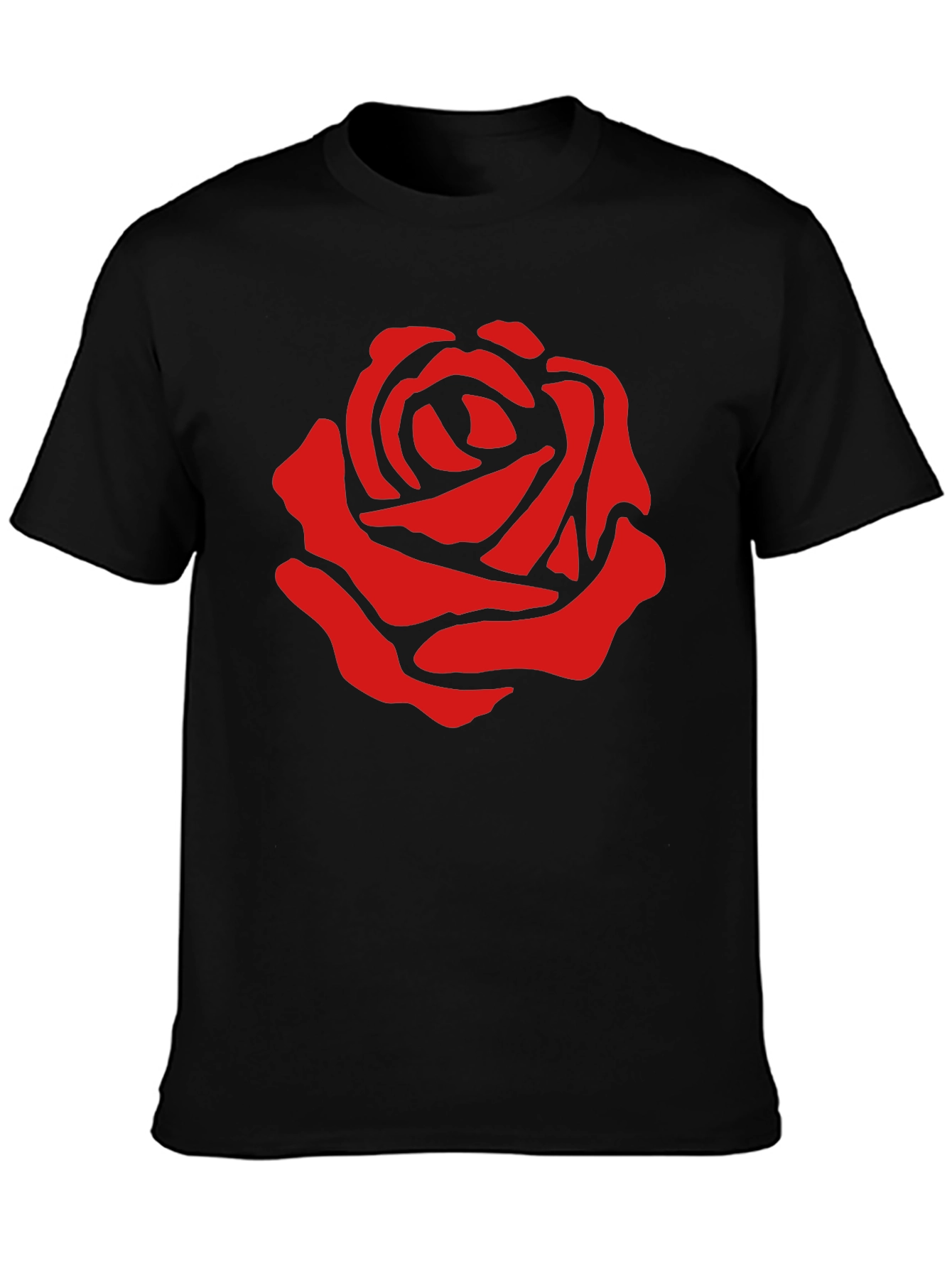 Red Rose Graphic Print Black T-Shirt