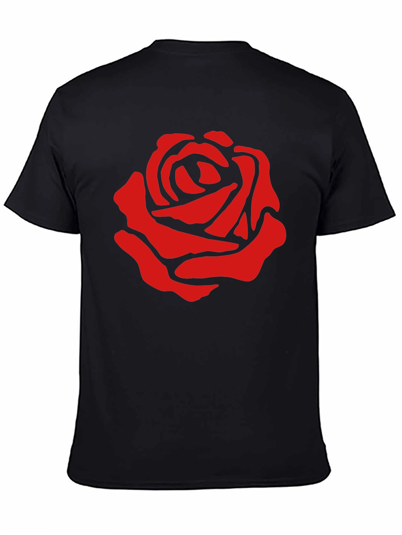 Red Rose Graphic Print Black T-Shirt