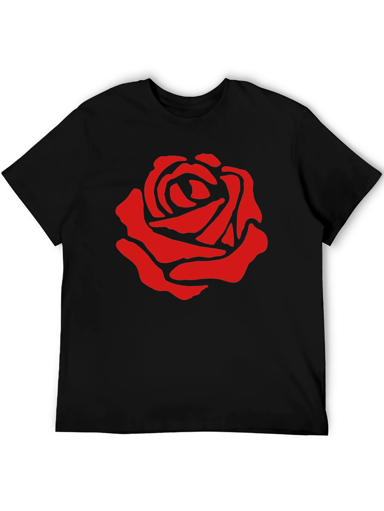 Red Rose Graphic Print Black T-Shirt